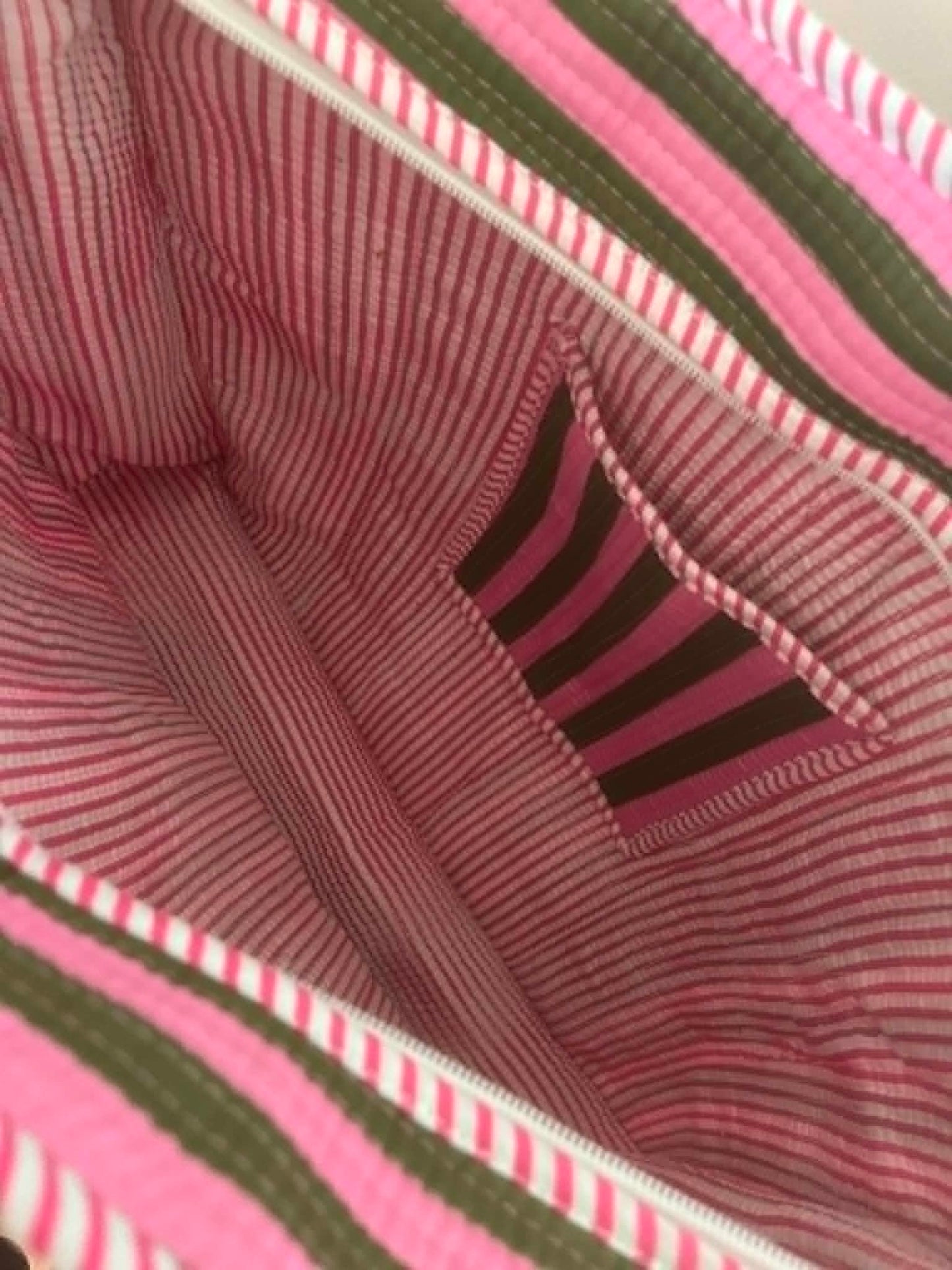 Pink & Green Stripe Tote Bag