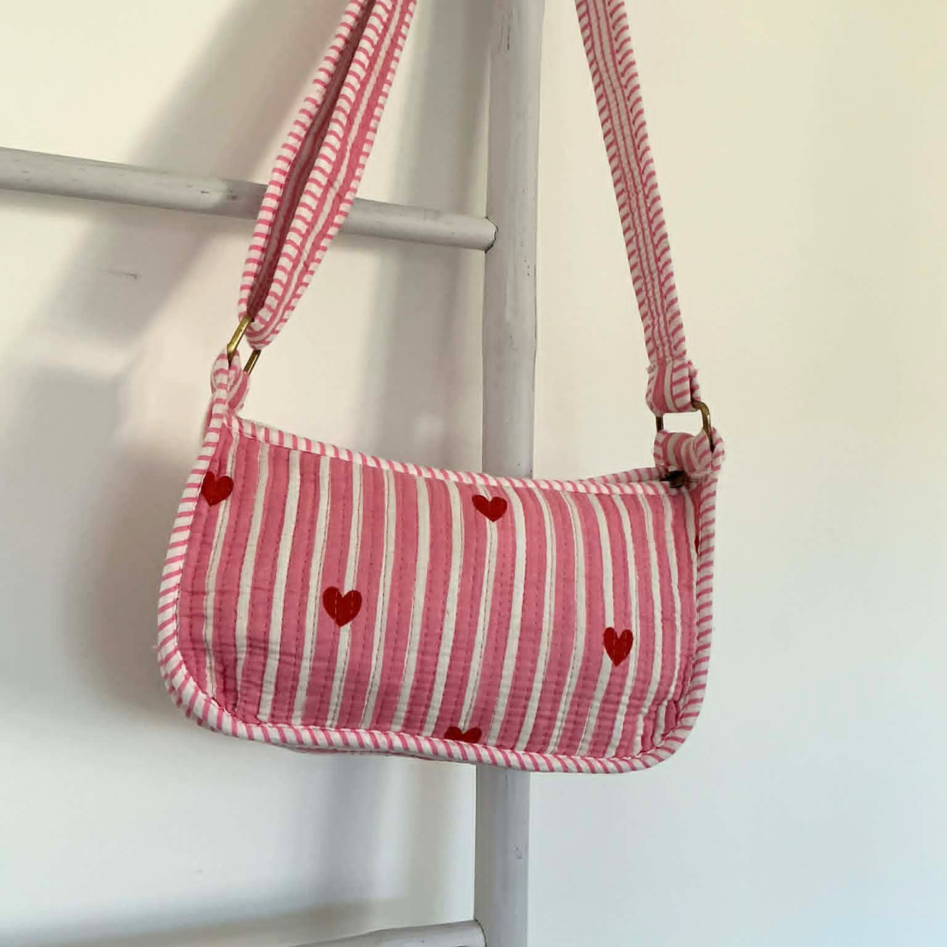 Pink Red Hearts Mini Shoulder Tote Bag