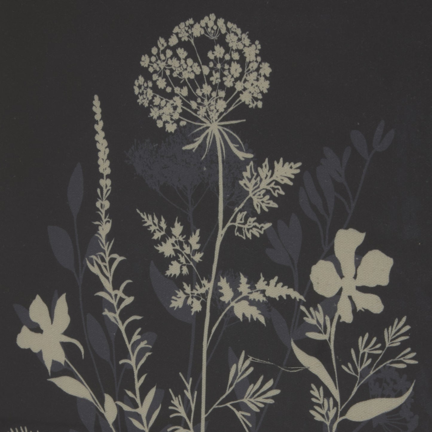Botanical Framed Linen Print with Neutral Florals