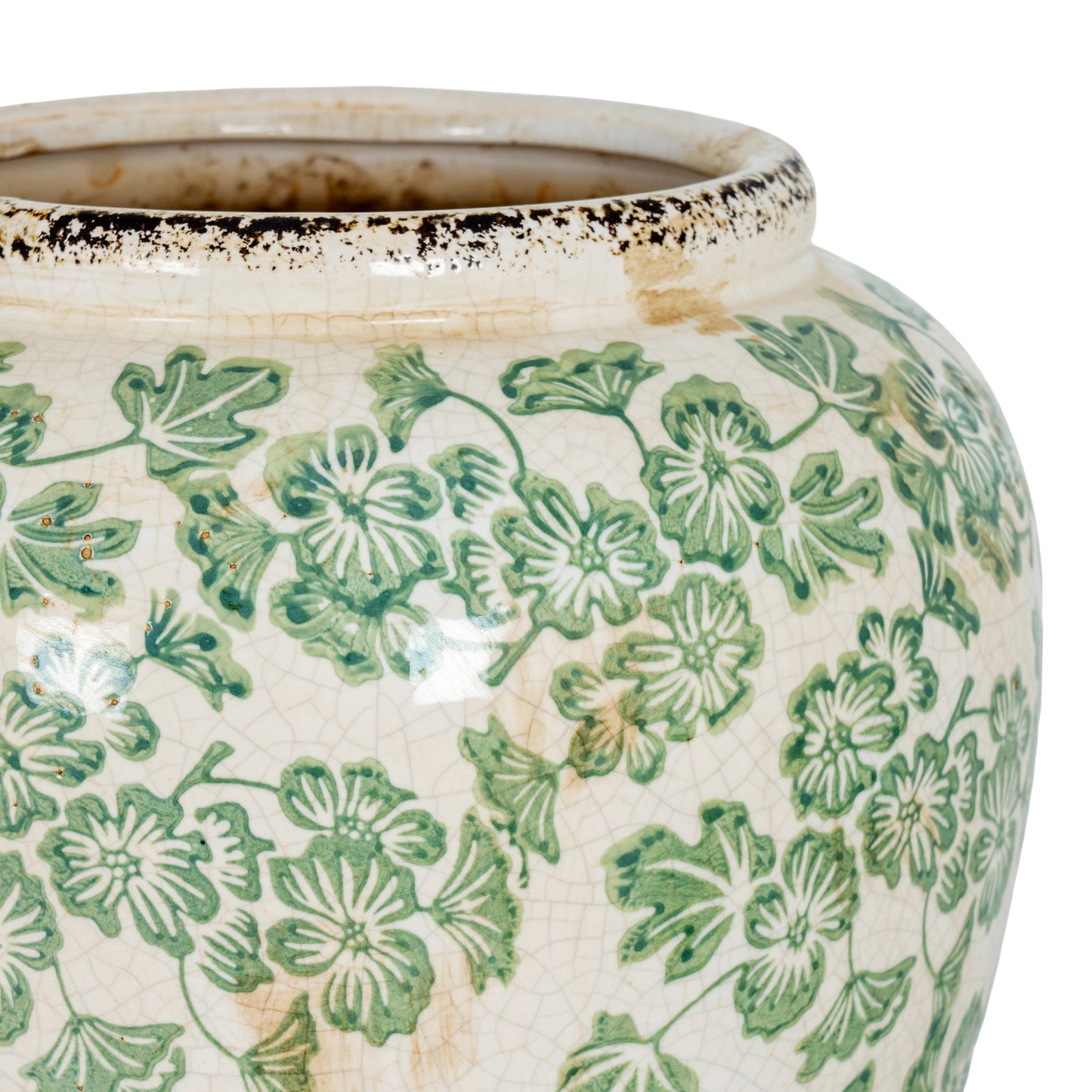 Green Clover Vase with Crackle Glaze