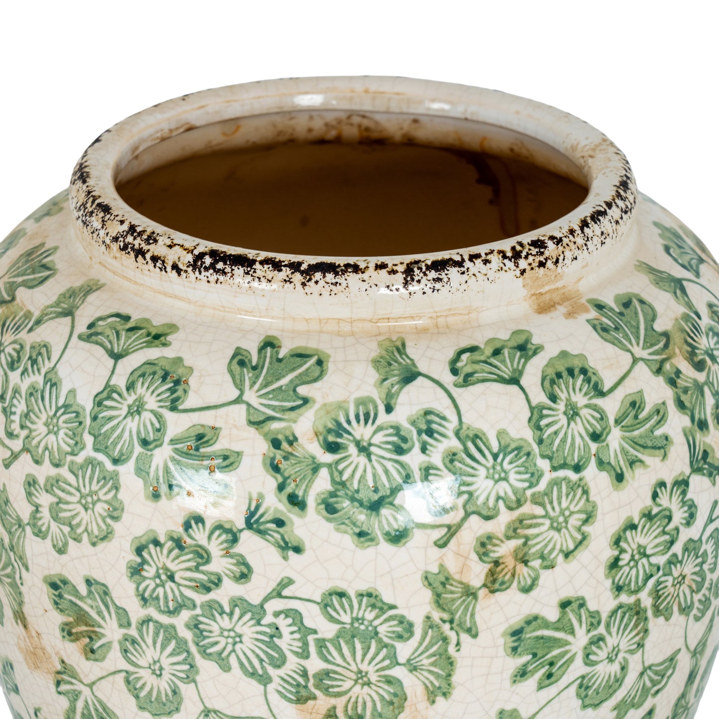 Medium Green Clover Vase with Crackle Glaze