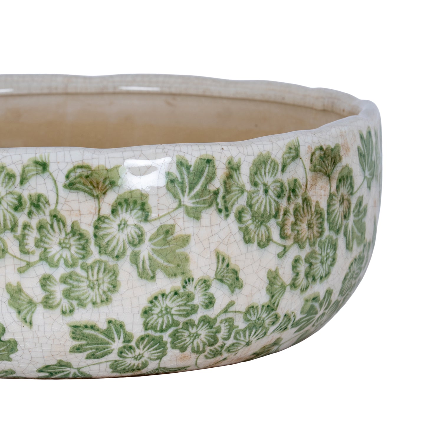 Green Clover Bowl with Crackle Glaze