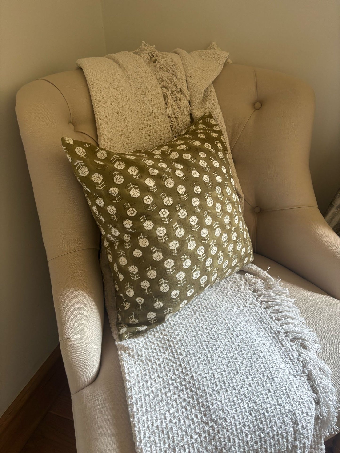 RAINA Hand Block Printed Cushion - Woodland