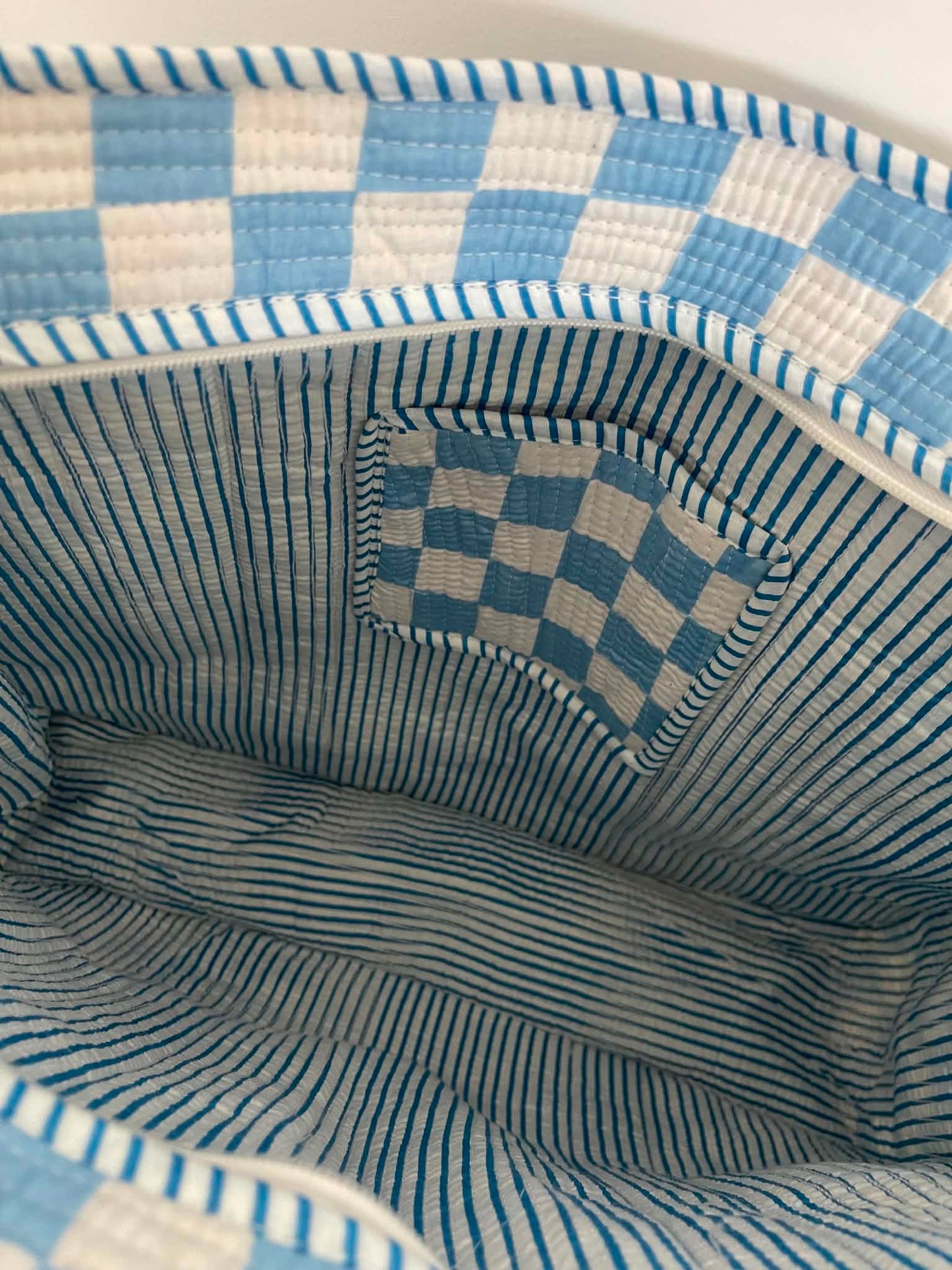 Blue Check Tote Bag