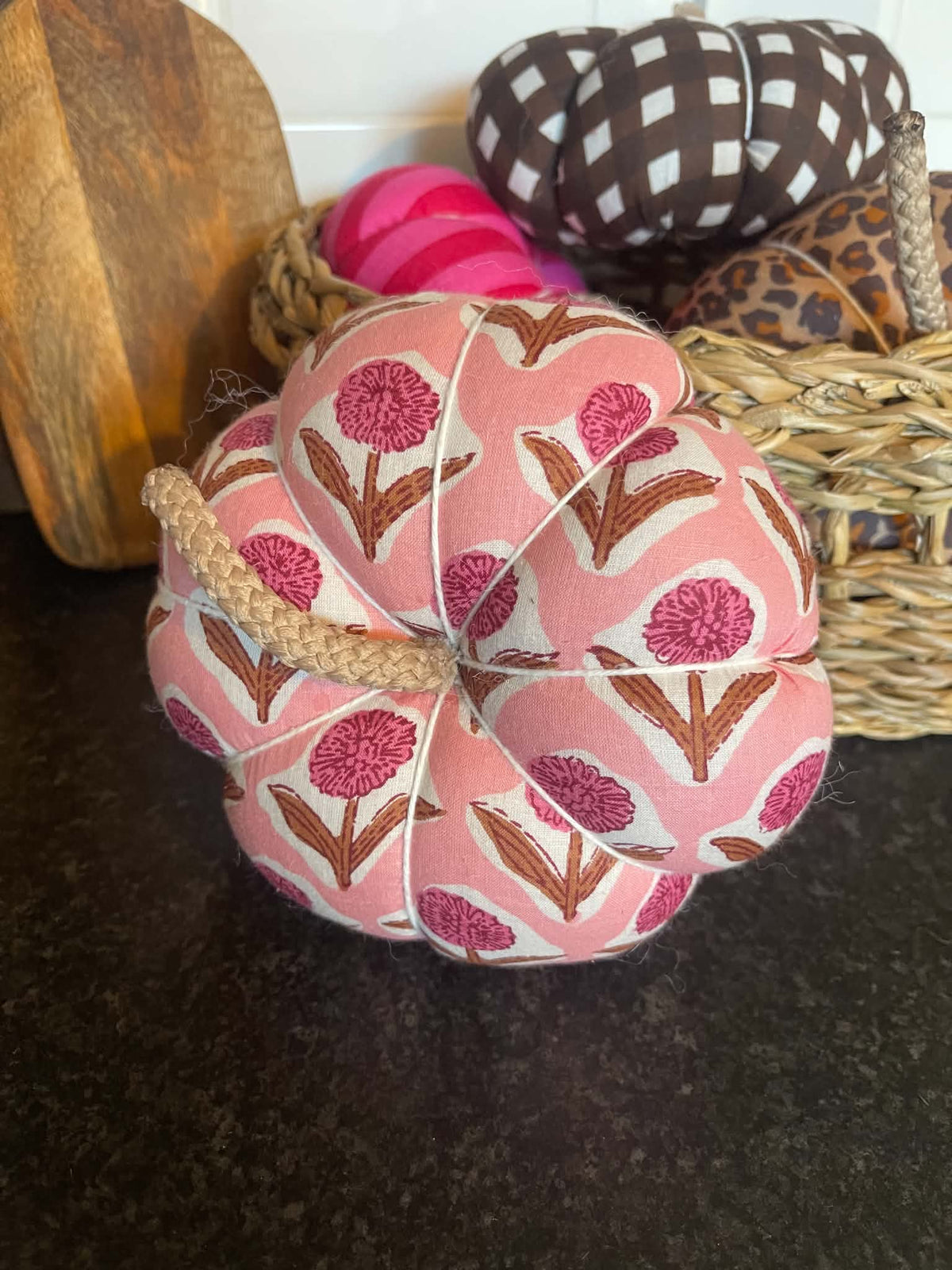 Handmade Pink Floral Pumpkin