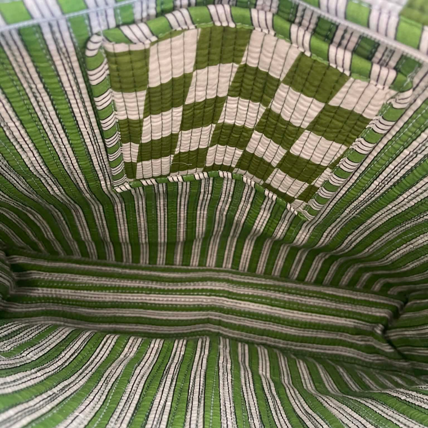 Olive Green Check Tote Bag