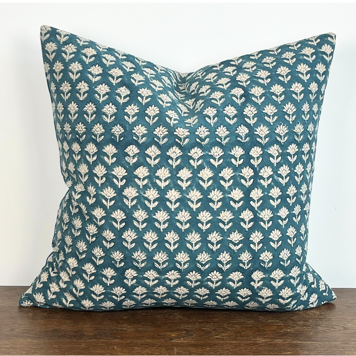 INDIA Hand Block Printed Cushion - Indigo/ Stone
