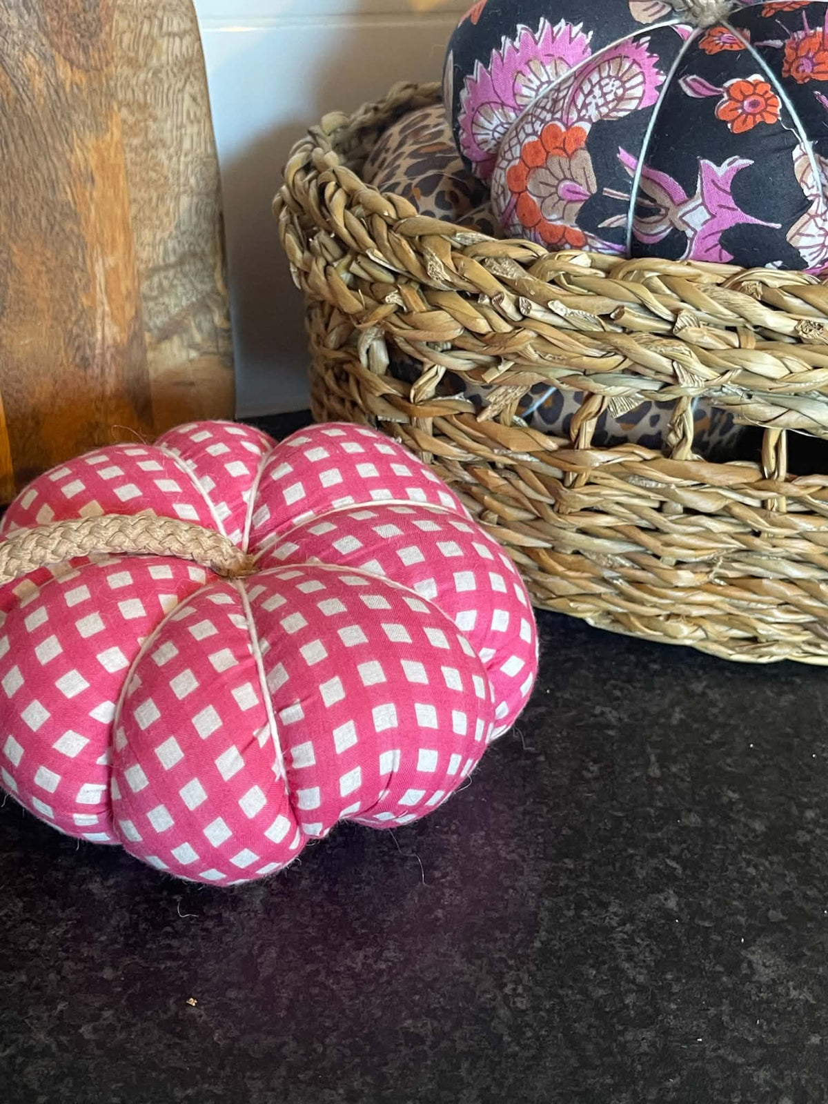 Handmade Pink Gingham Pumpkin