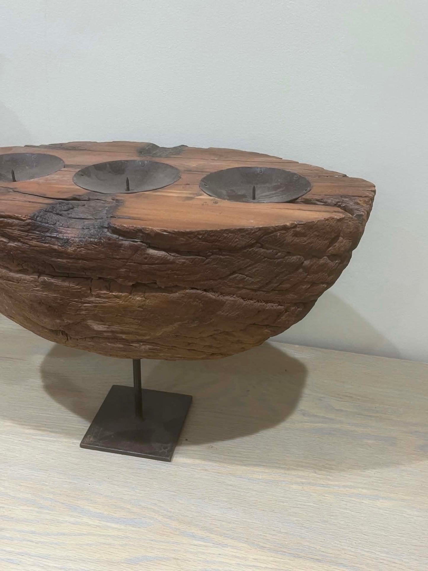 Salvaged Rustic Wooden Candle Holder