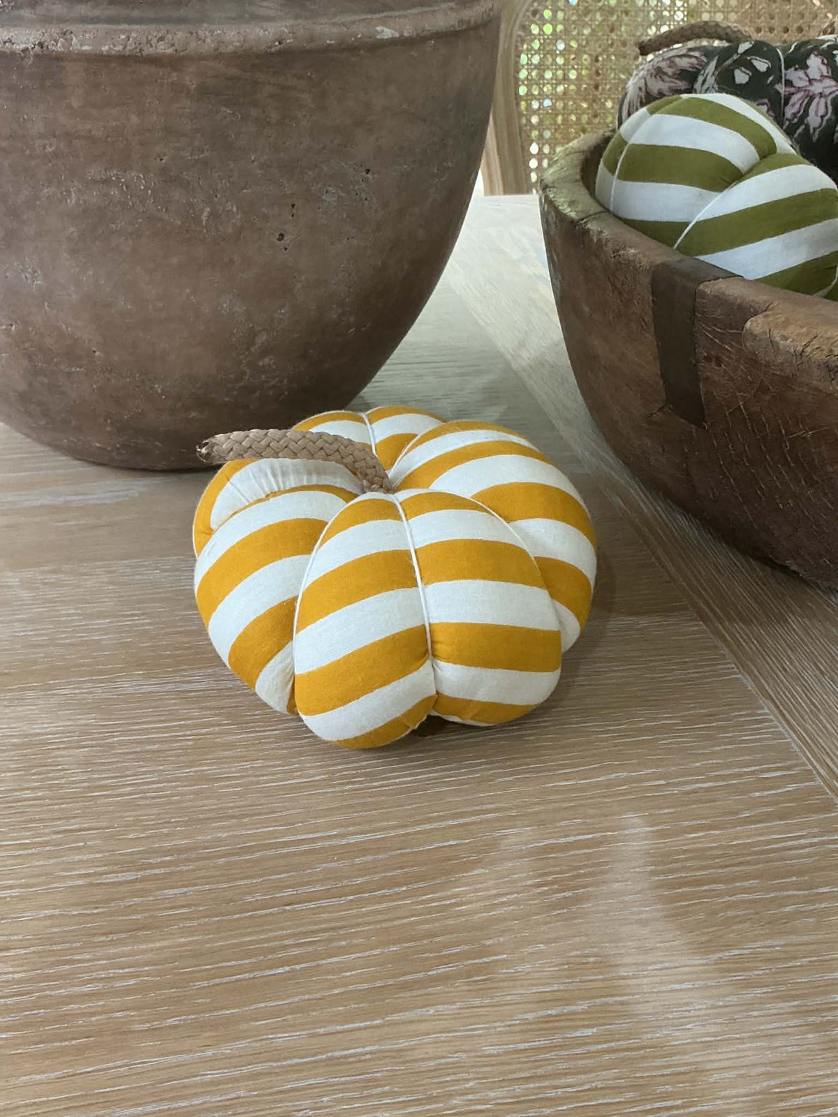 Handmade Mustard Stripe Pumpkin
