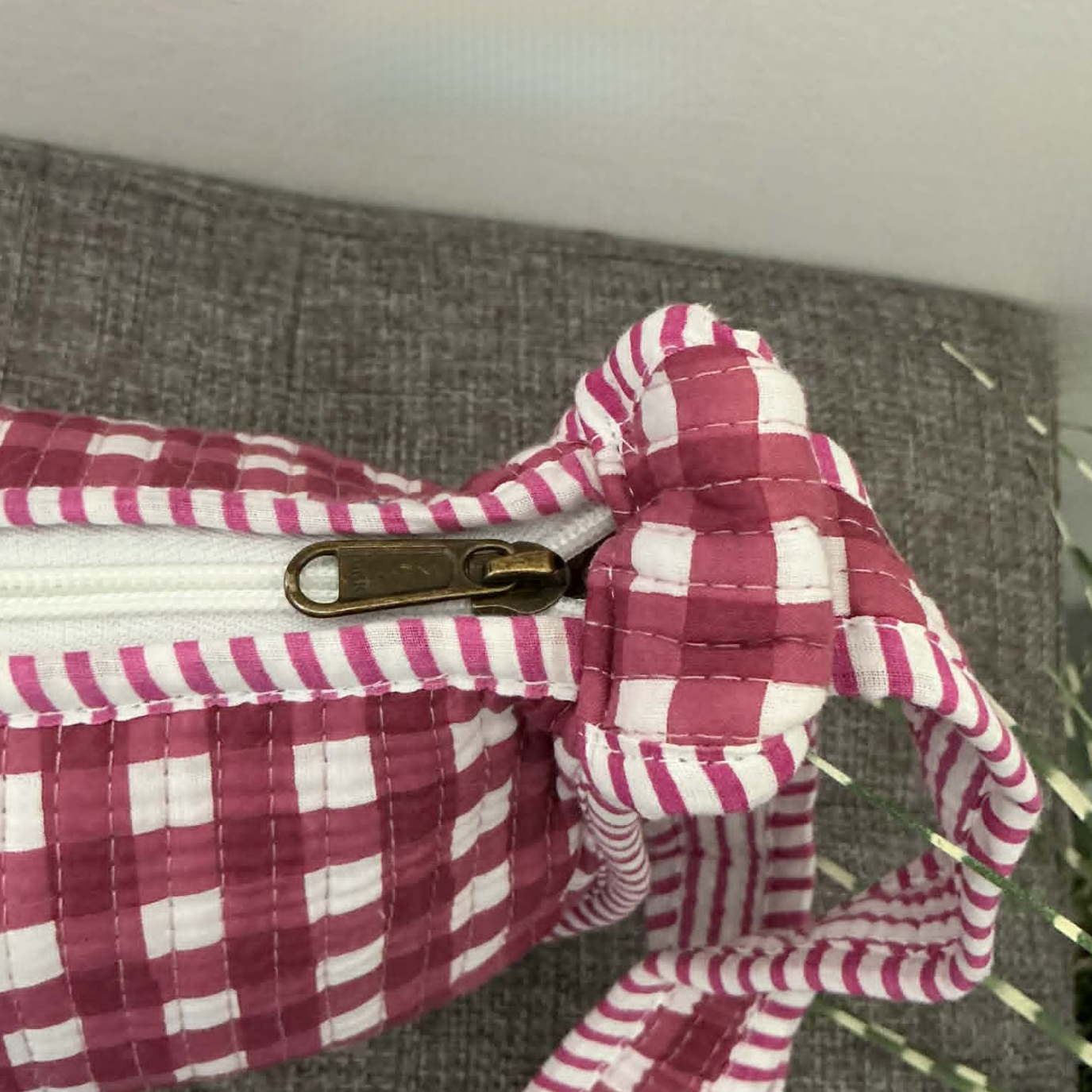 Pink Gingham Mini Shoulder Tote Bag
