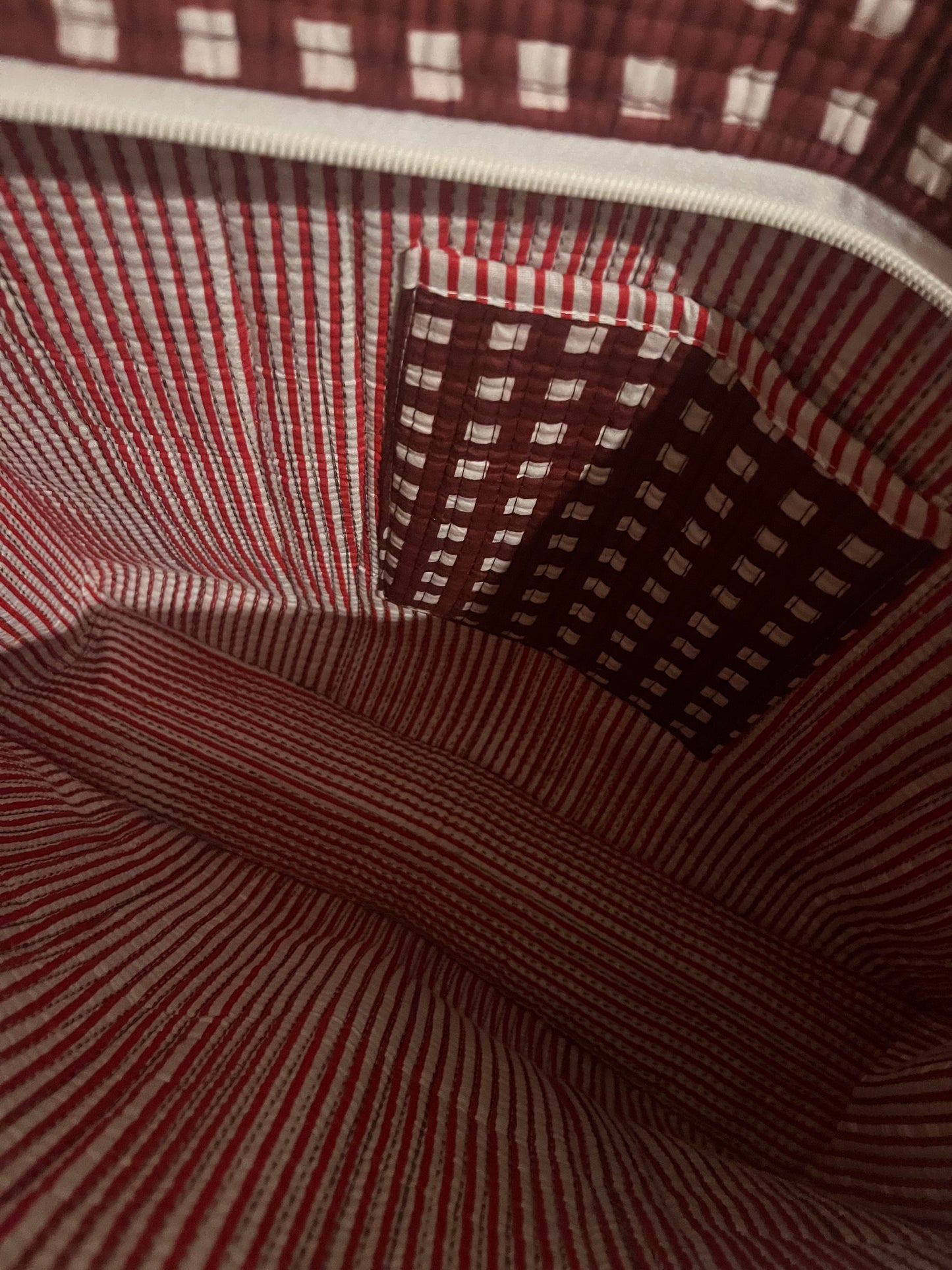 MULBERRY CHECK Hand Block Printed Tote Bag