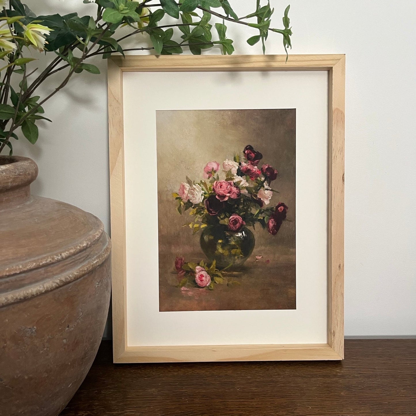 Vintage Vase of Roses Art Print (A4 or A3)