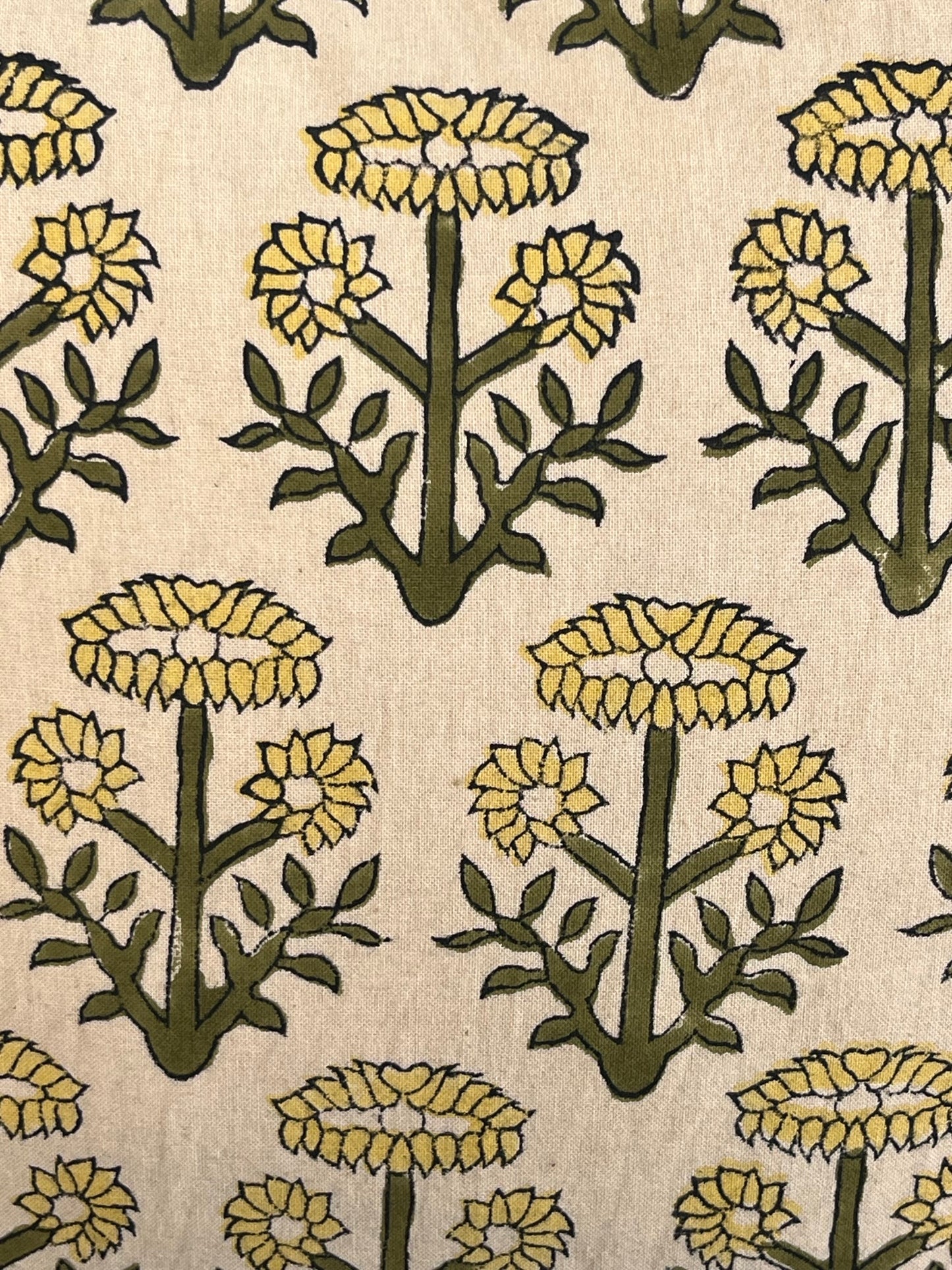 FLORA Hand Block Cushion - Pink/ Ochre