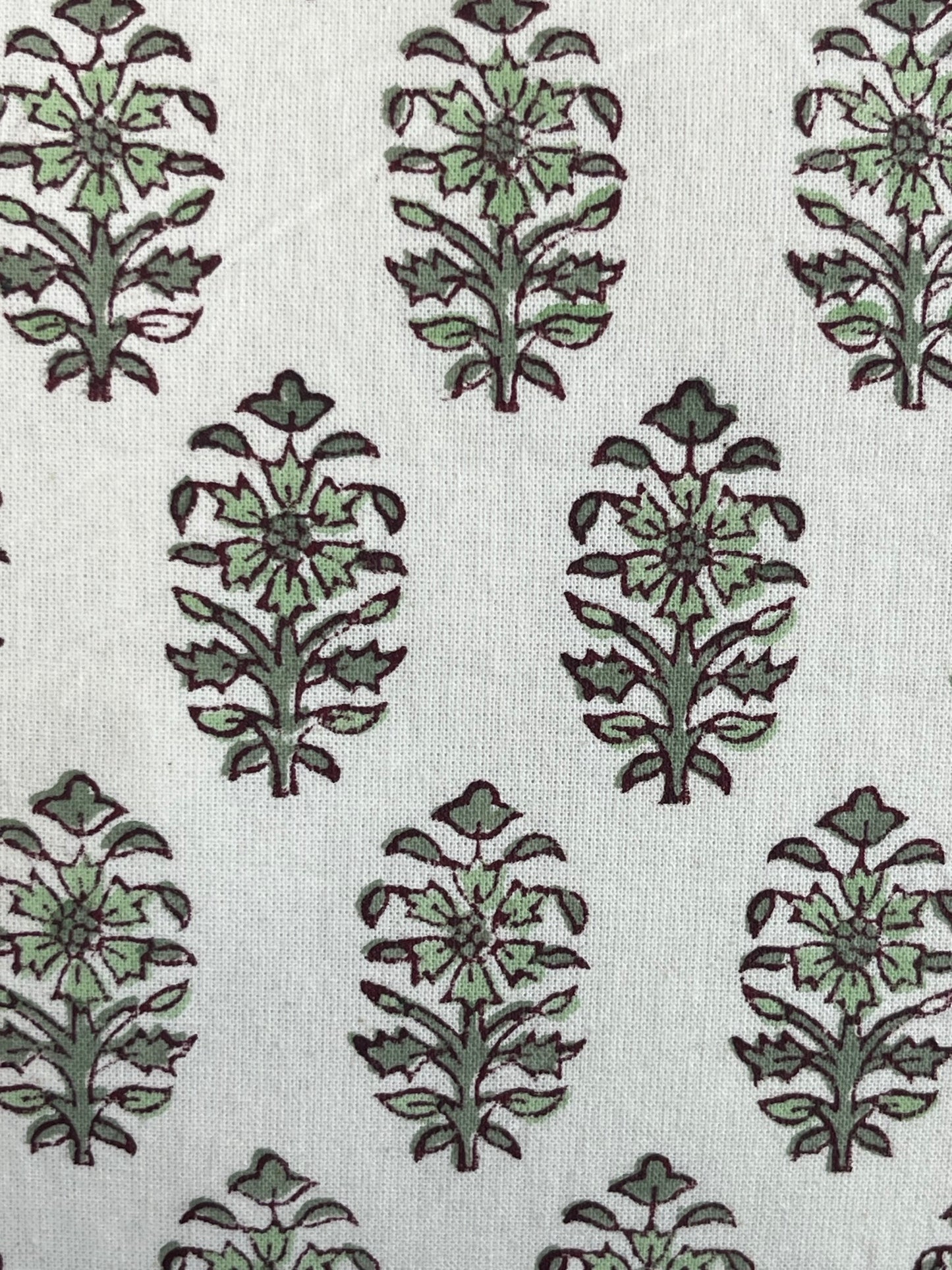 HANA Hand Block Printed Cushion - Green/ White