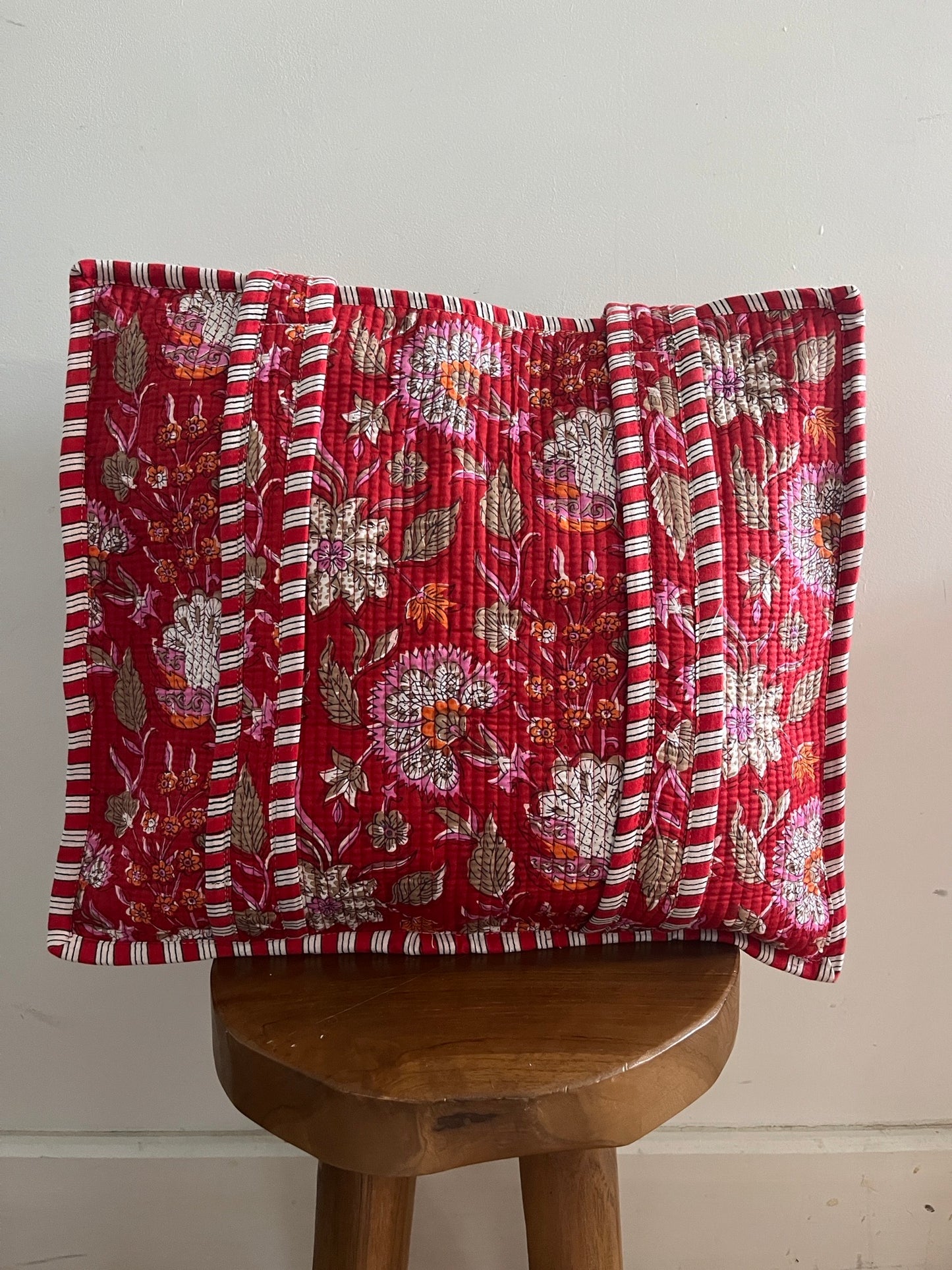 SAOIRSE Hand Block Printed Tote Bag - Red