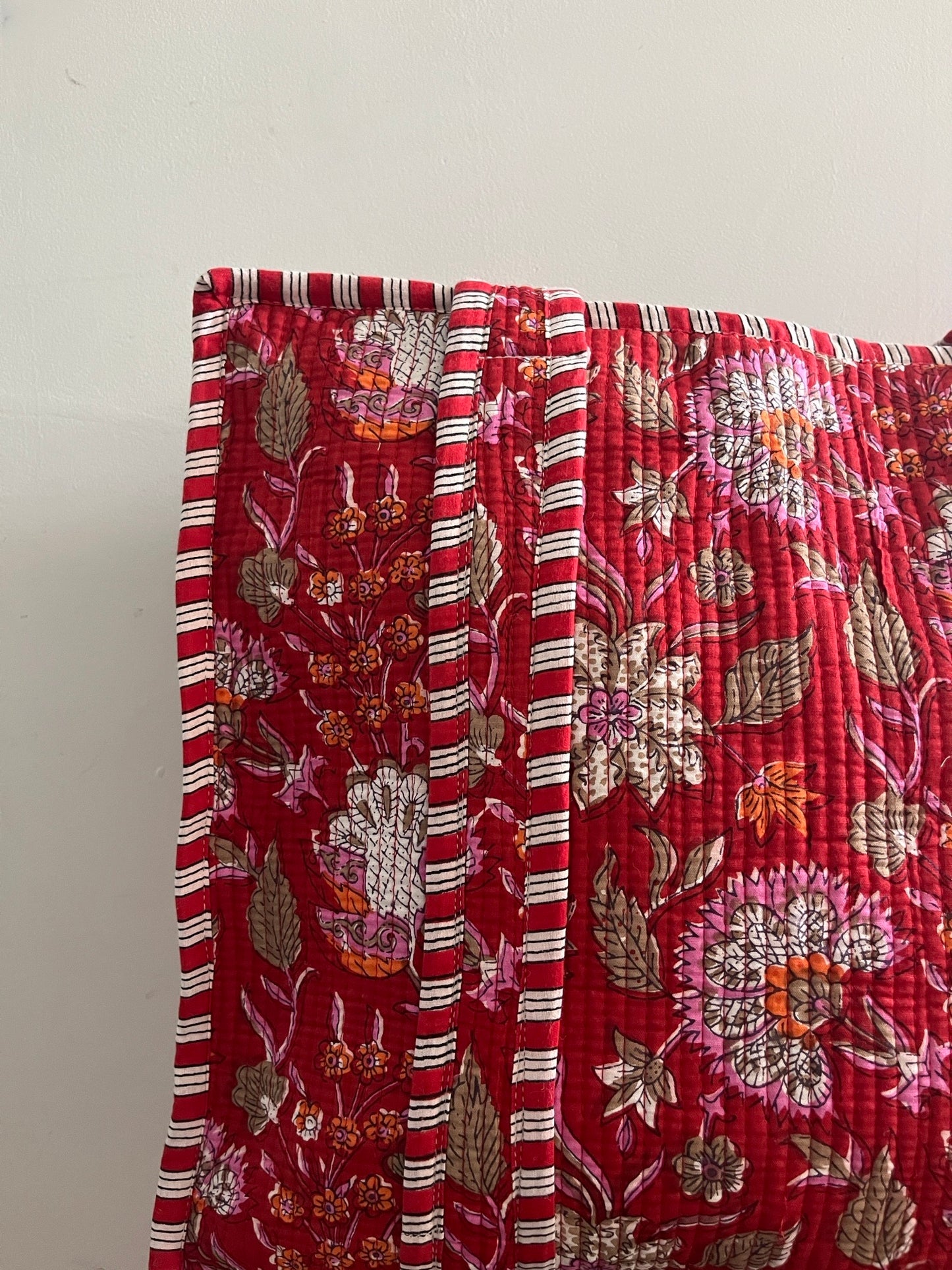 SAOIRSE Hand Block Printed Tote Bag - Red
