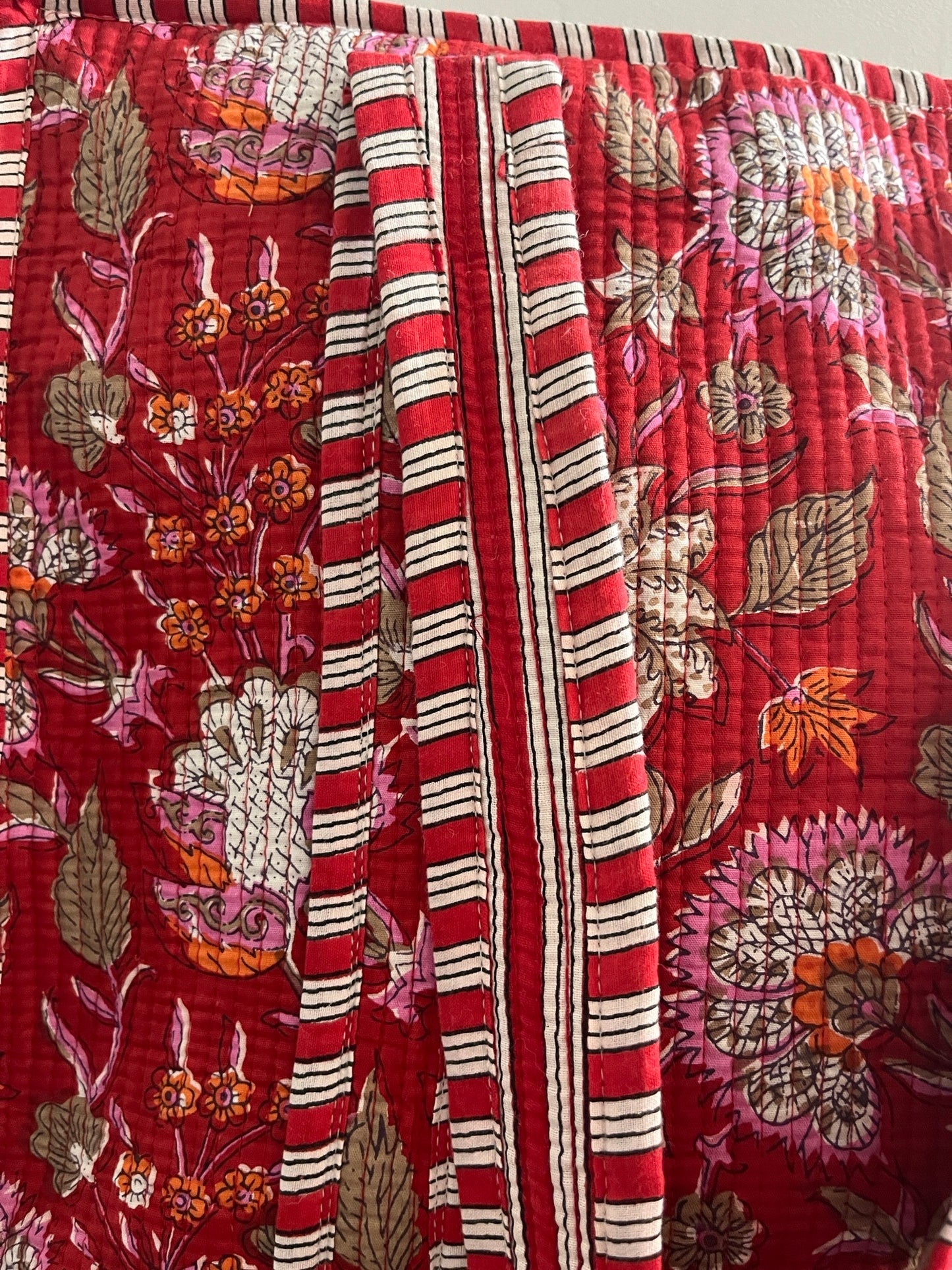 SAOIRSE Hand Block Printed Tote Bag - Red