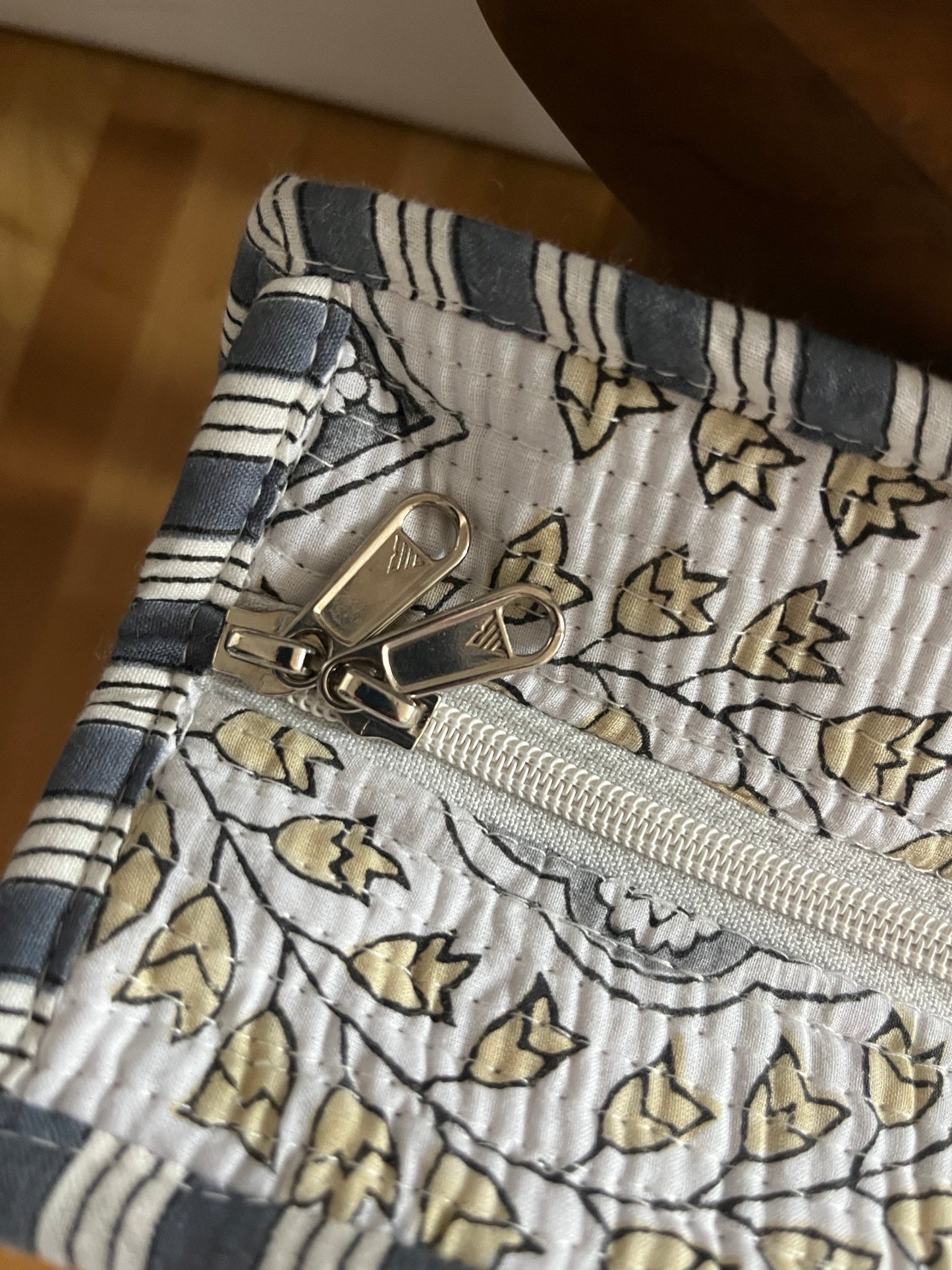 IRIS Hand Block Printed Tote Bag - Grey