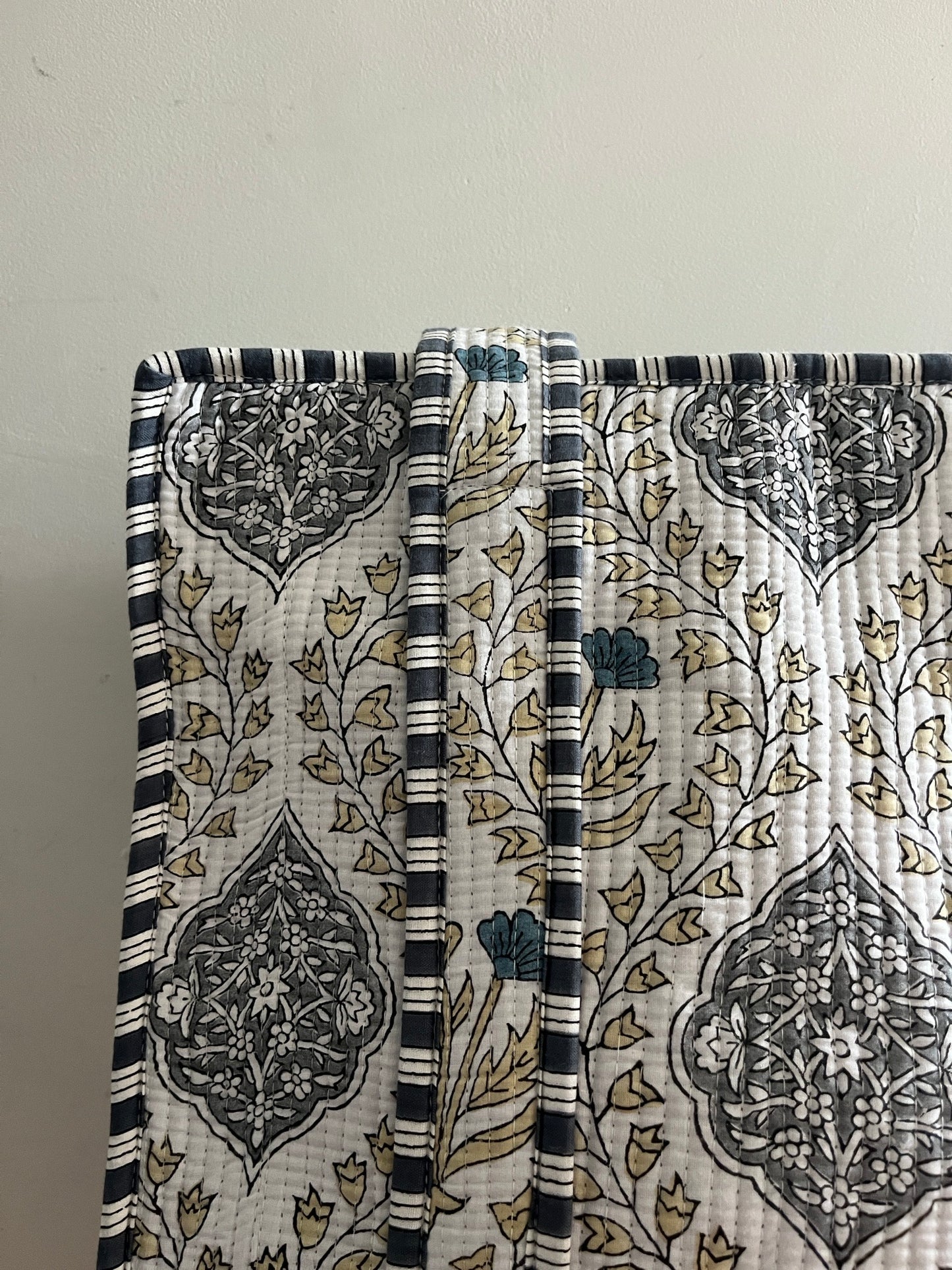 IRIS Hand Block Printed Tote Bag - Grey