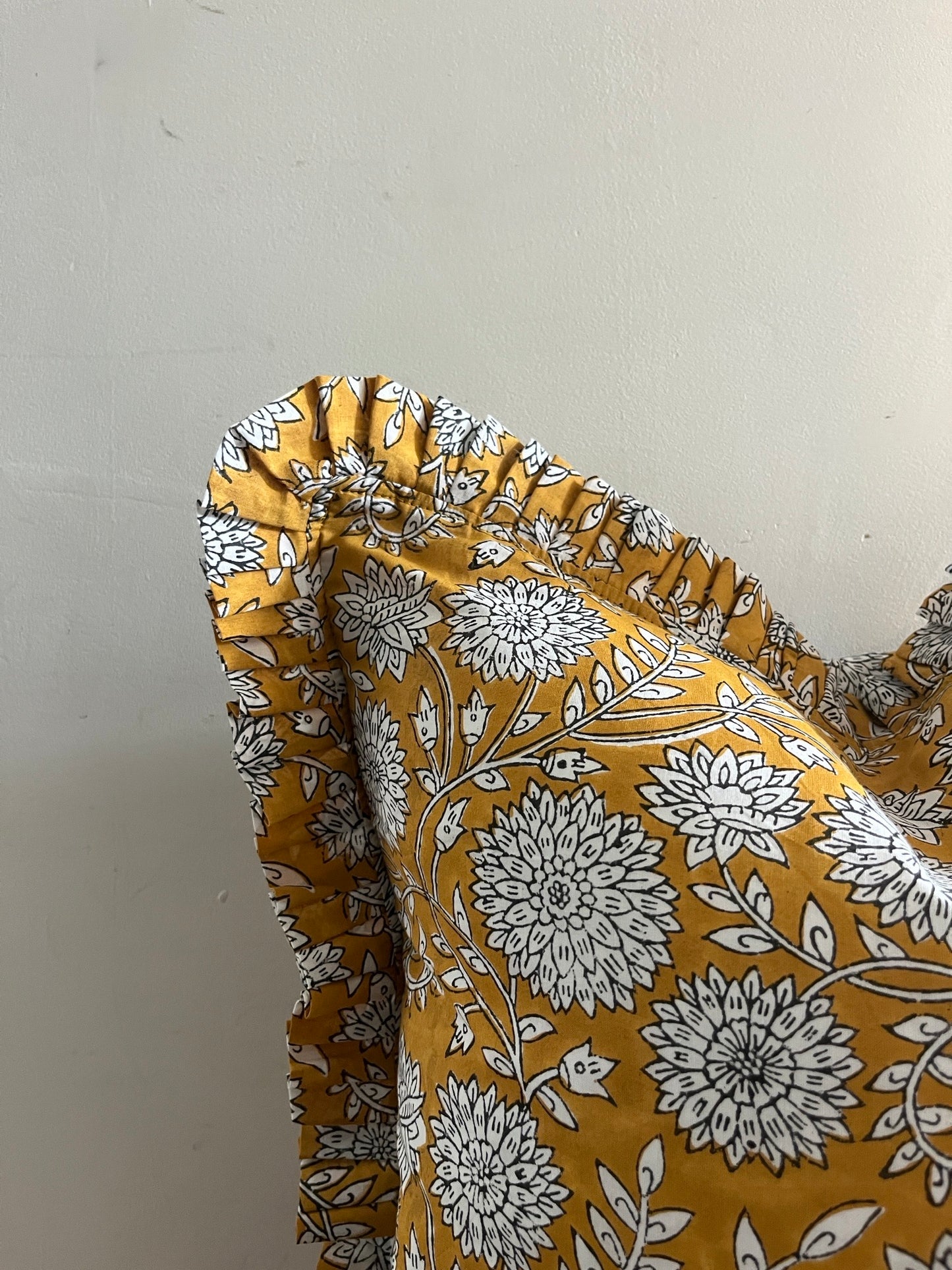 EMILY Hand Block Print Floral Cushion - Orange