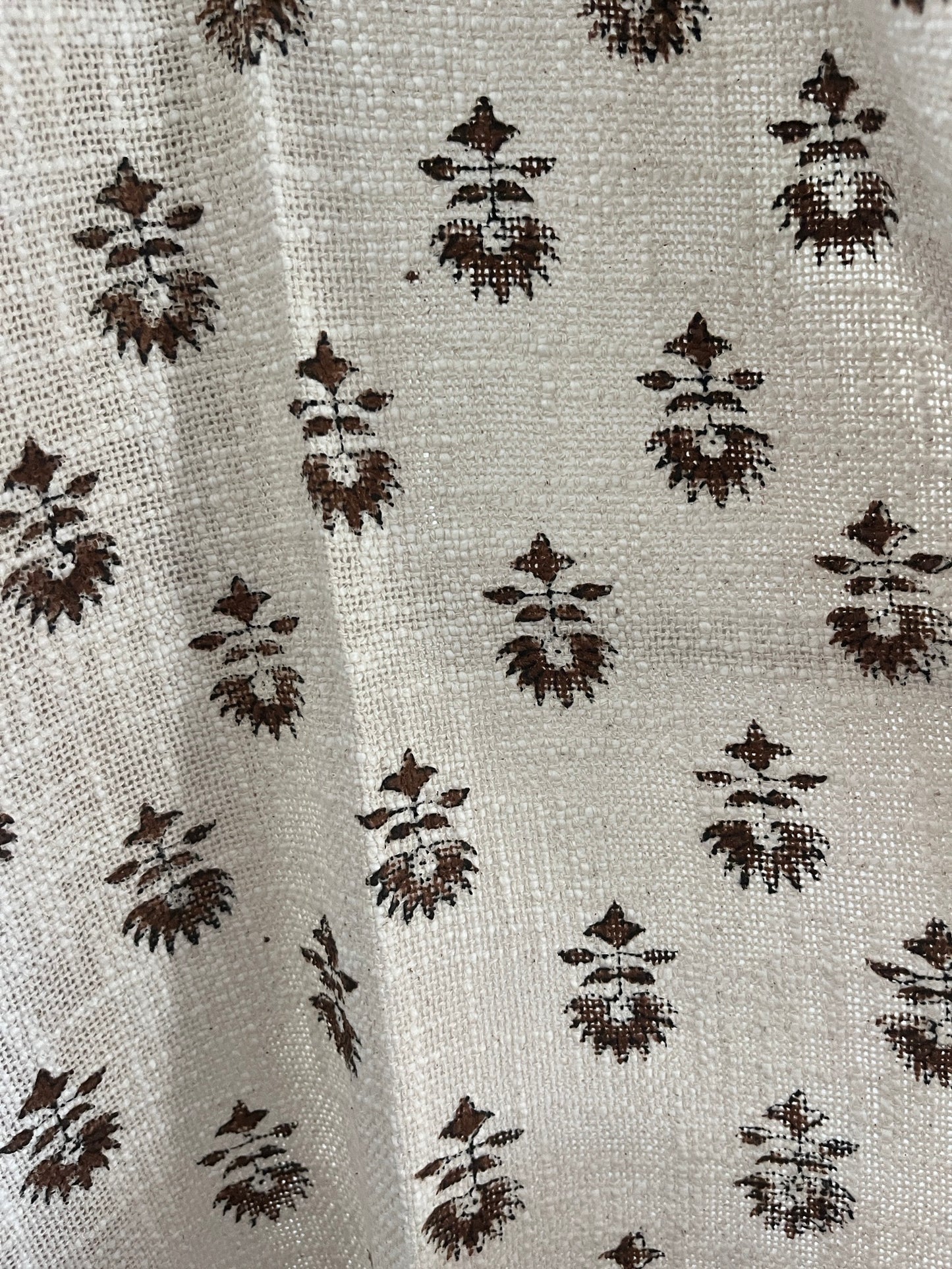 LARA Hand Block Printed Throw - Brown/ Cream