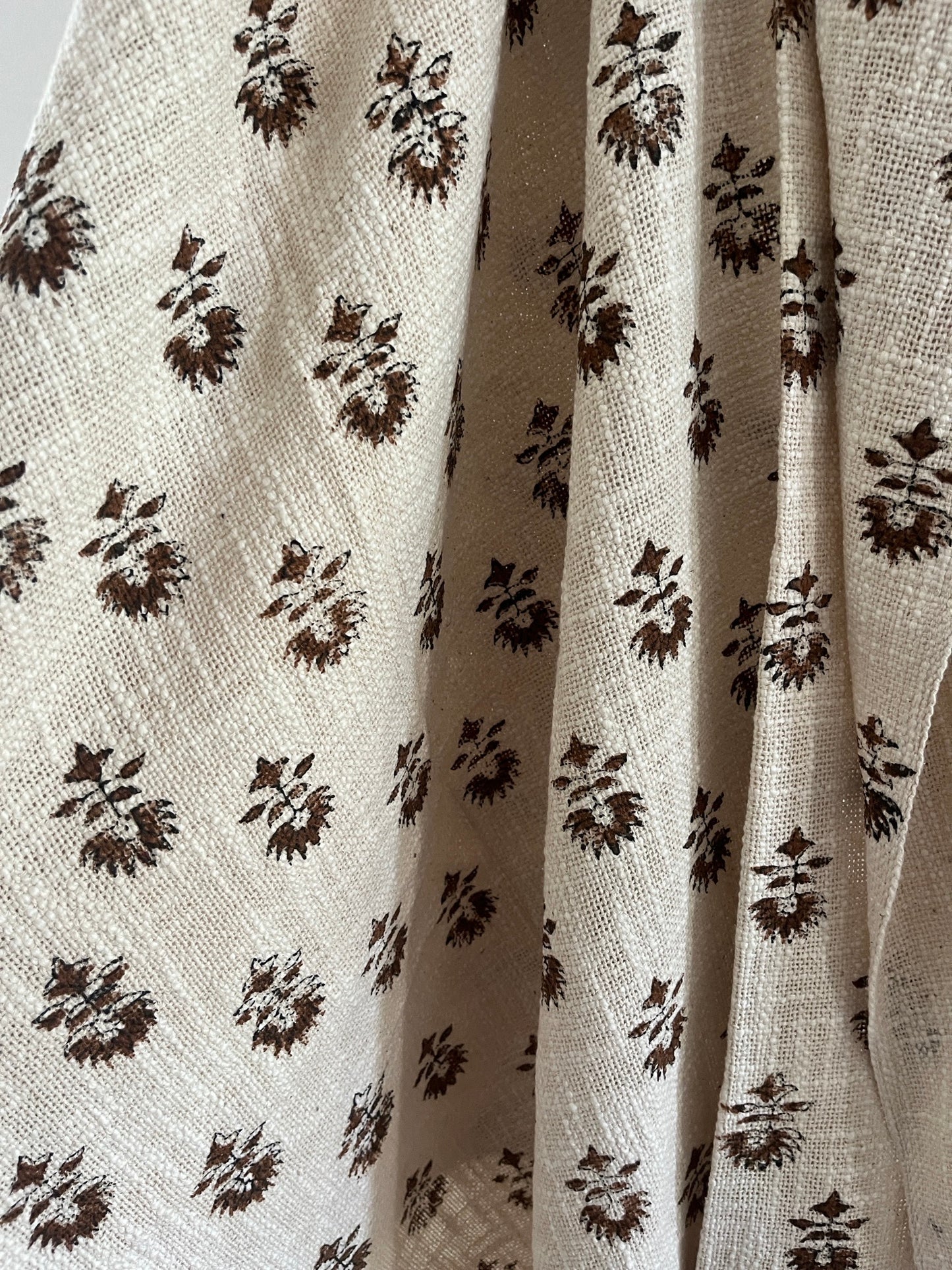 LARA Hand Block Printed Throw - Brown/ Cream