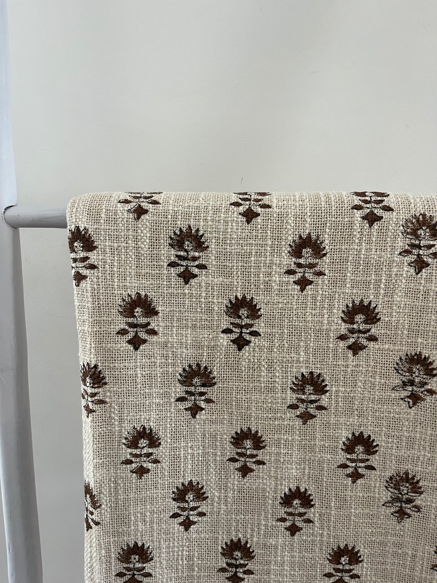 LARA Hand Block Printed Throw - Brown/ Cream
