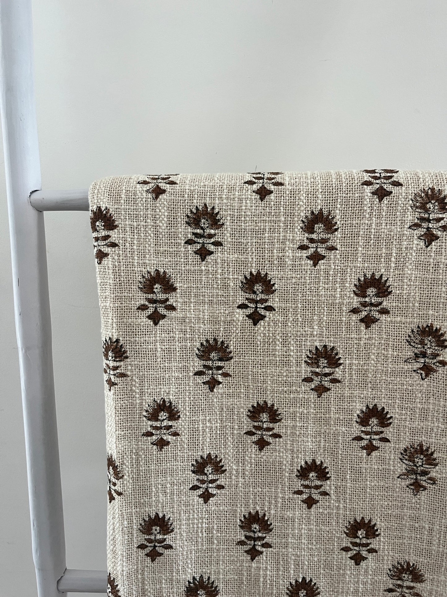 LARA Hand Block Printed Throw - Brown/ Cream