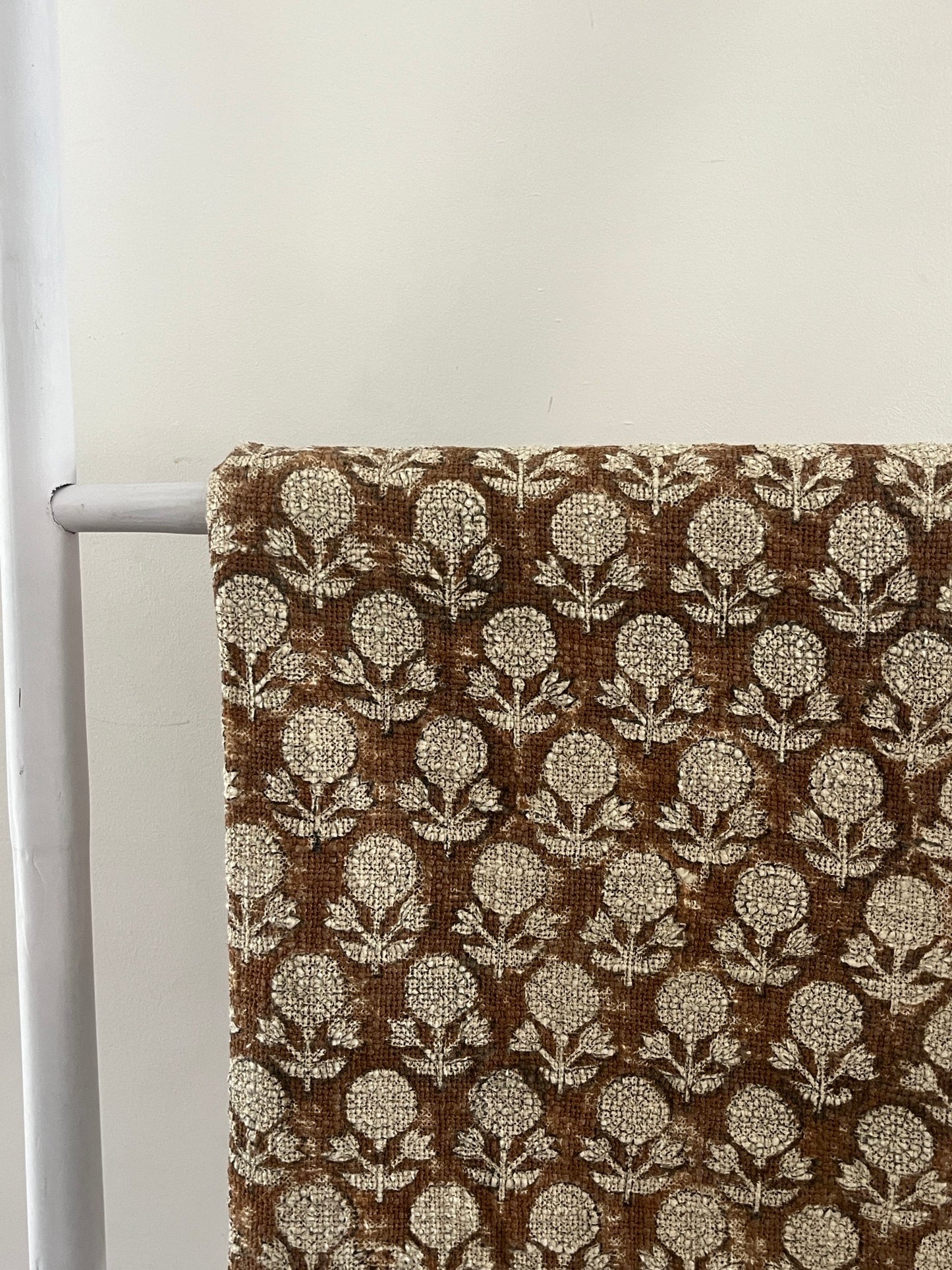 AURORA Hand Block Printed Throw - Brown/ Cream