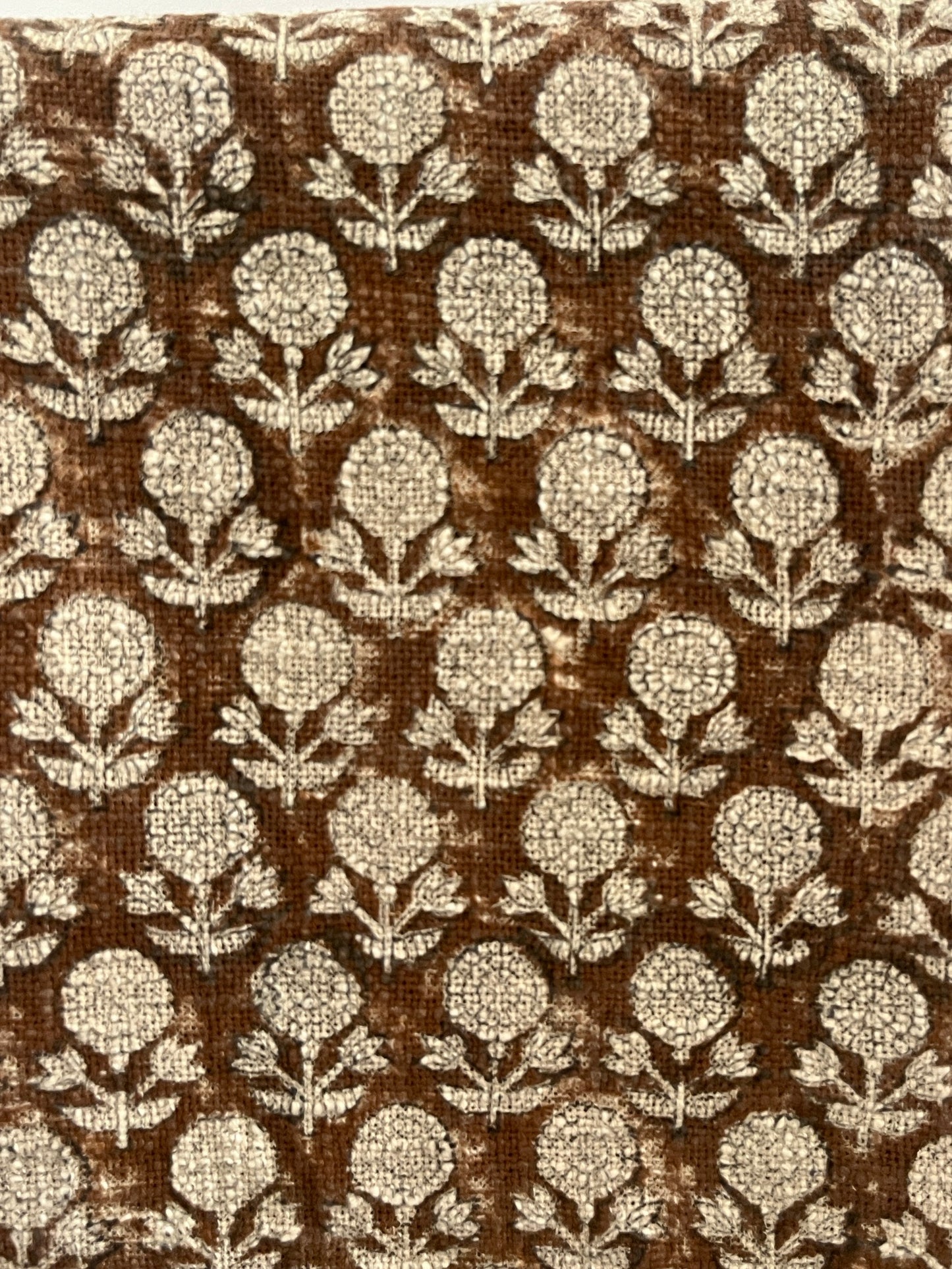 AURORA Hand Block Printed Throw - Brown/ Cream
