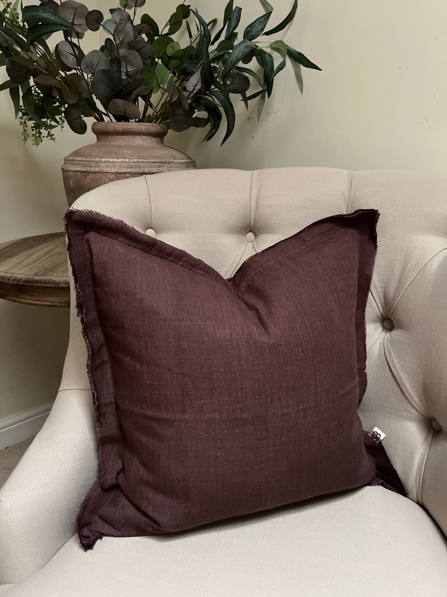 Plum Cushion – 100% Linen
