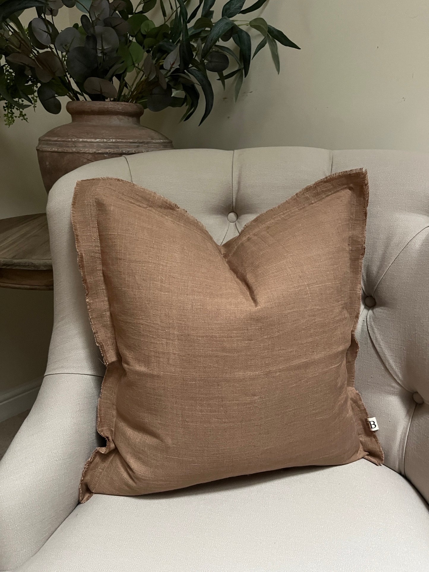 Latte Brown Cushion – 100% Linen