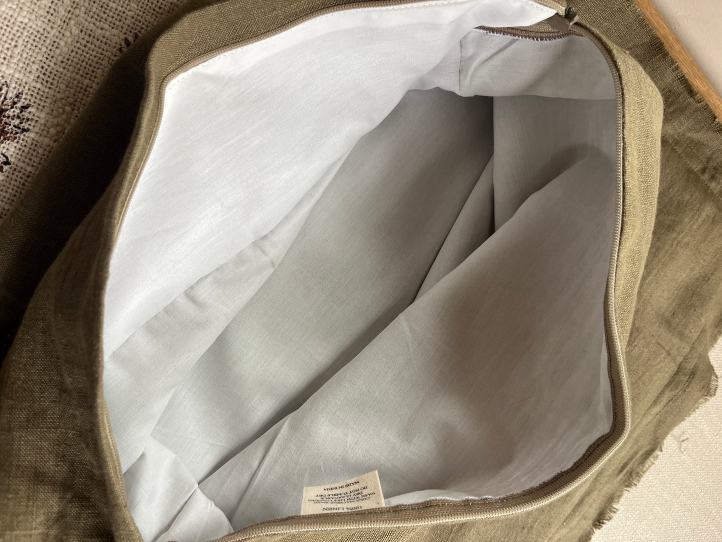 Olive Green Cushion – 100% Linen