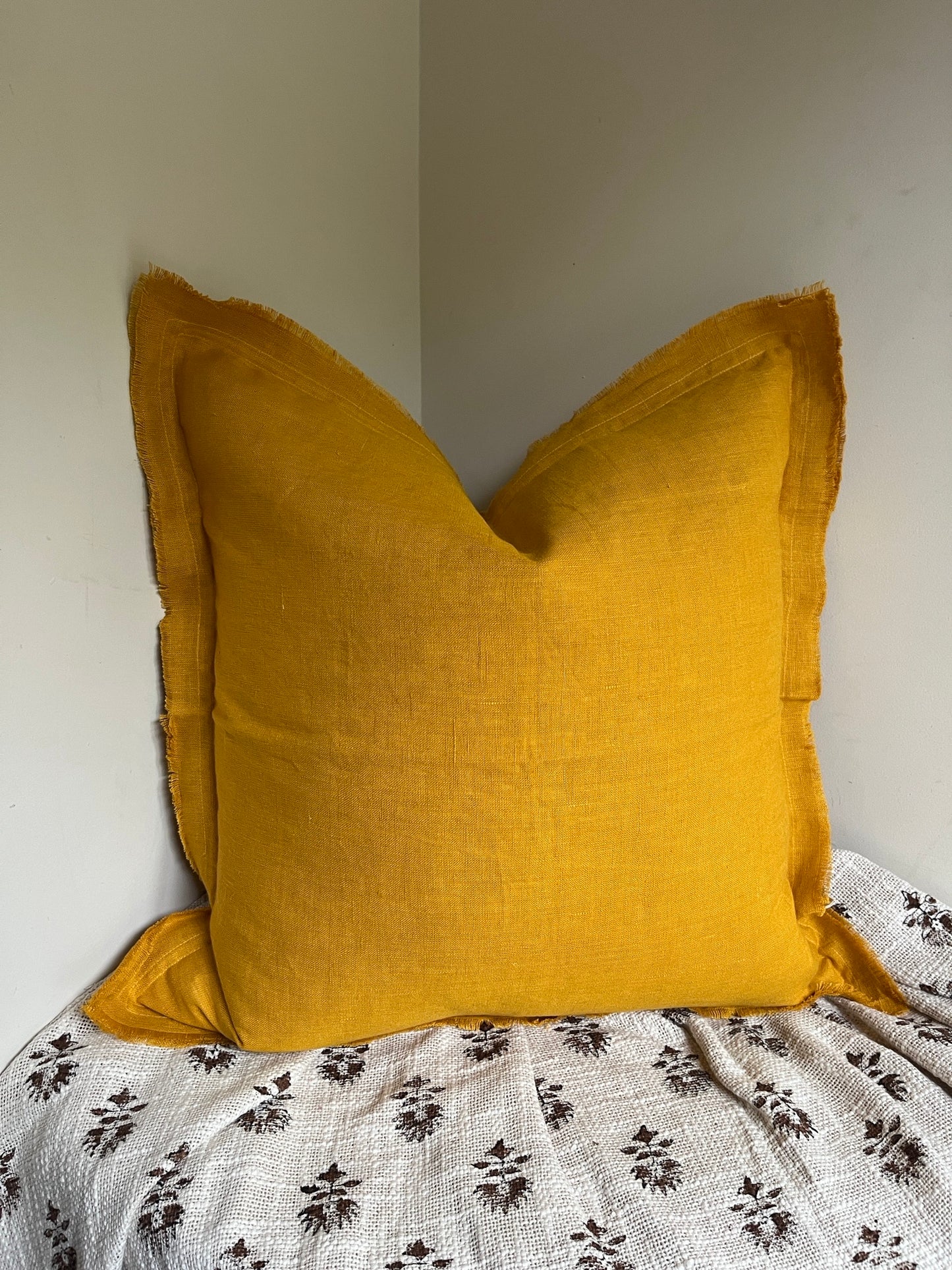 Mustard Yellow Cushion – 100% Linen