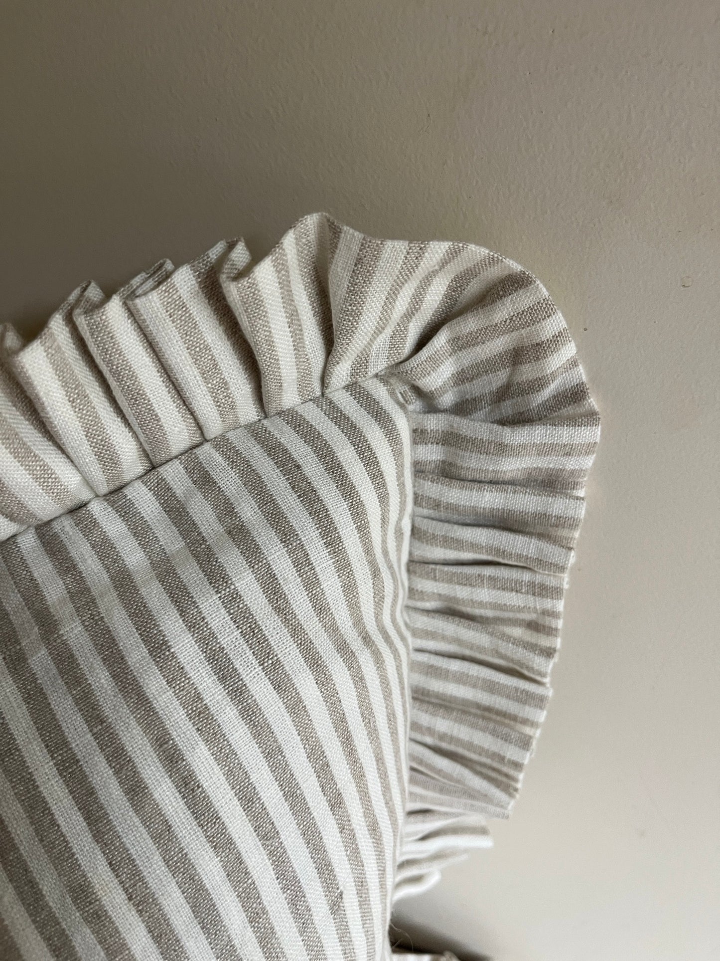 Natural Stripe Cushion with Frill – 100% Linen