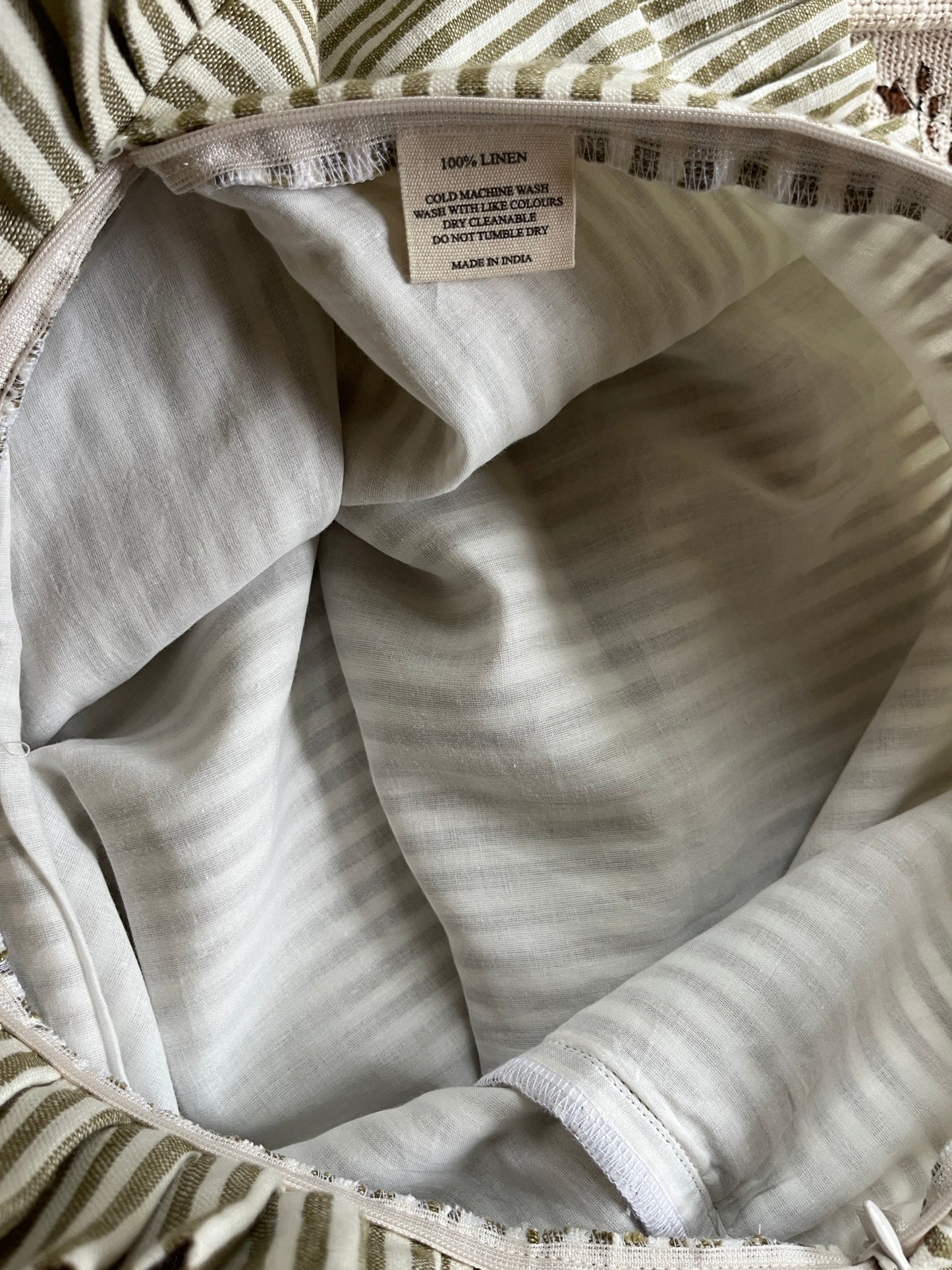 Woodland Stripe Cushion with Frill – 100% Linen