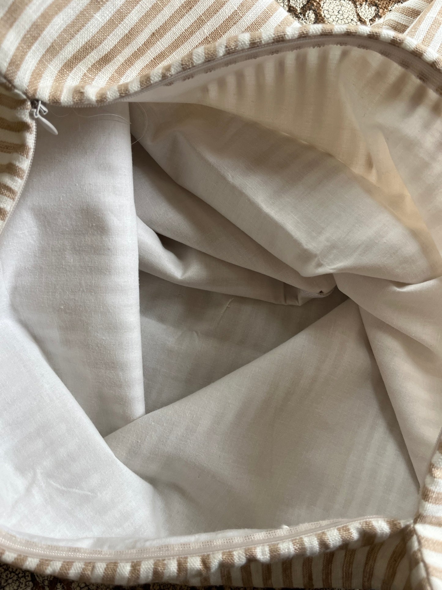 Natural Beige Stripe Cushion – 100% Linen