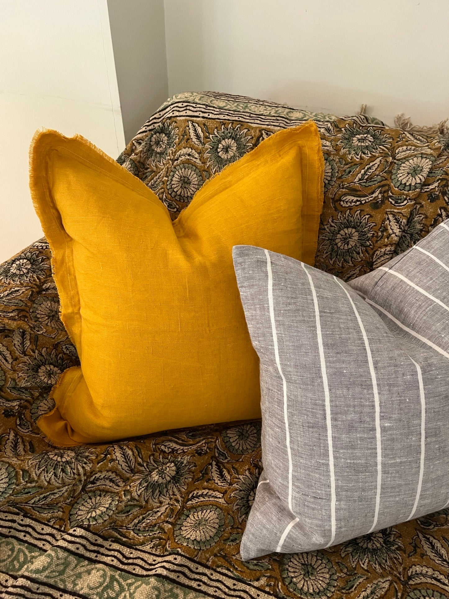Mustard Yellow Cushion – 100% Linen