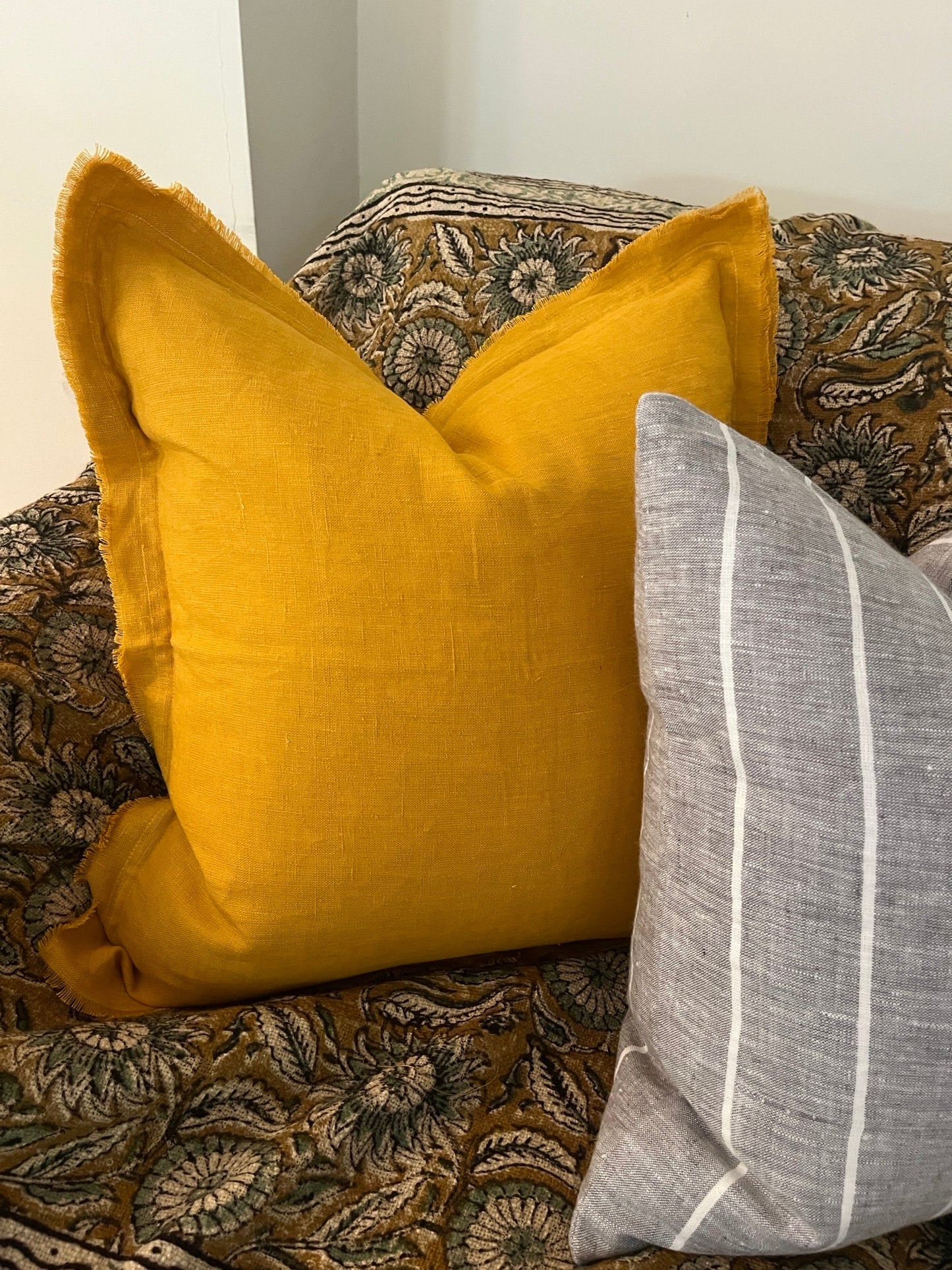 Mustard Yellow Cushion – 100% Linen