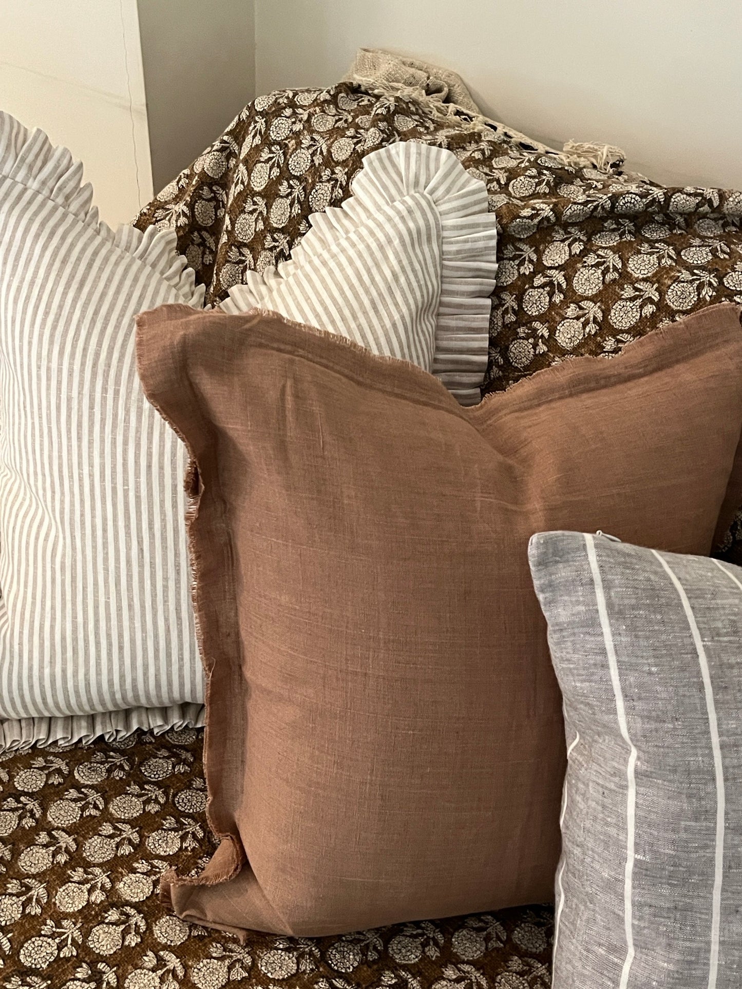 Latte Brown Cushion – 100% Linen