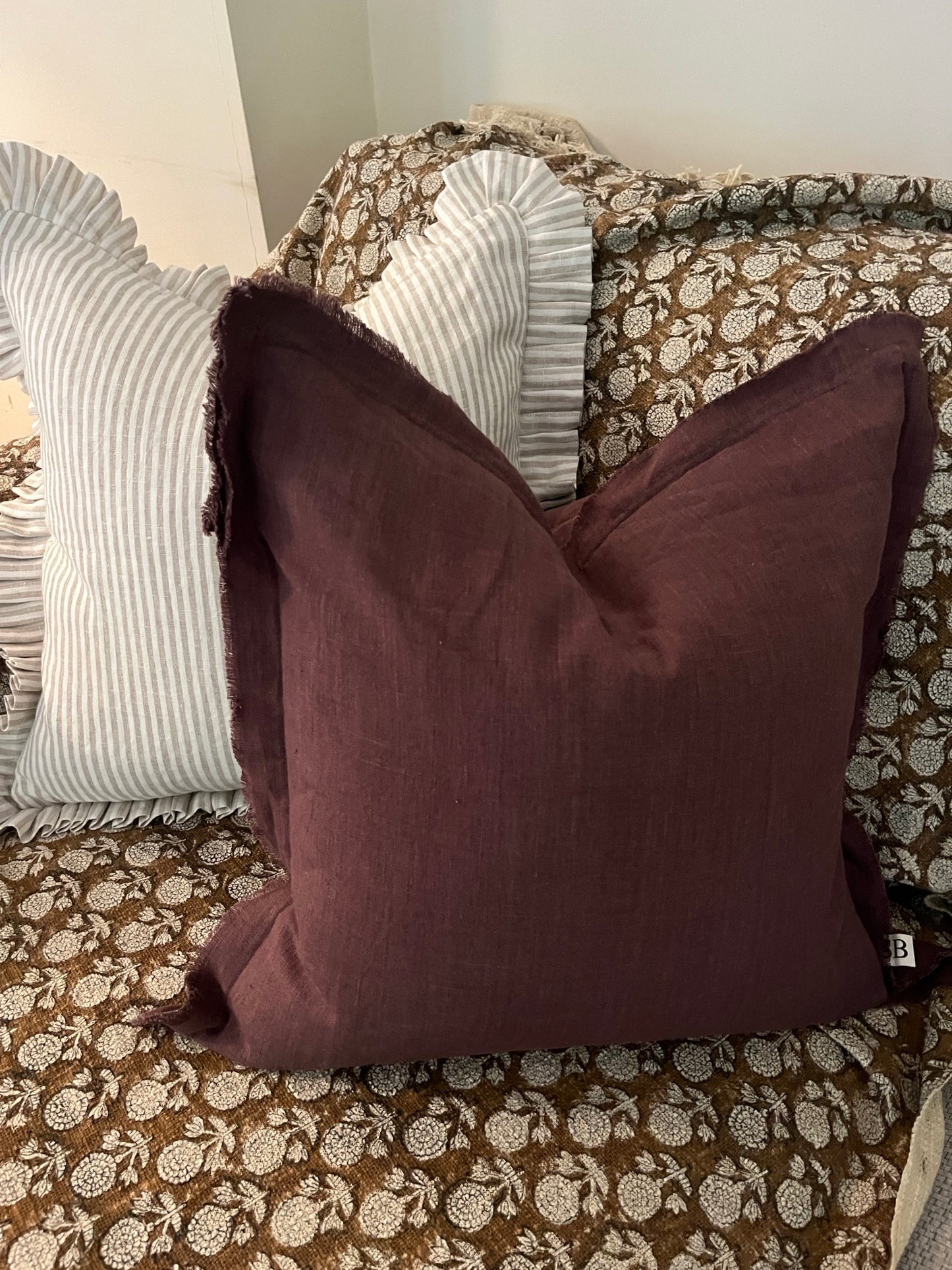 Plum Cushion – 100% Linen