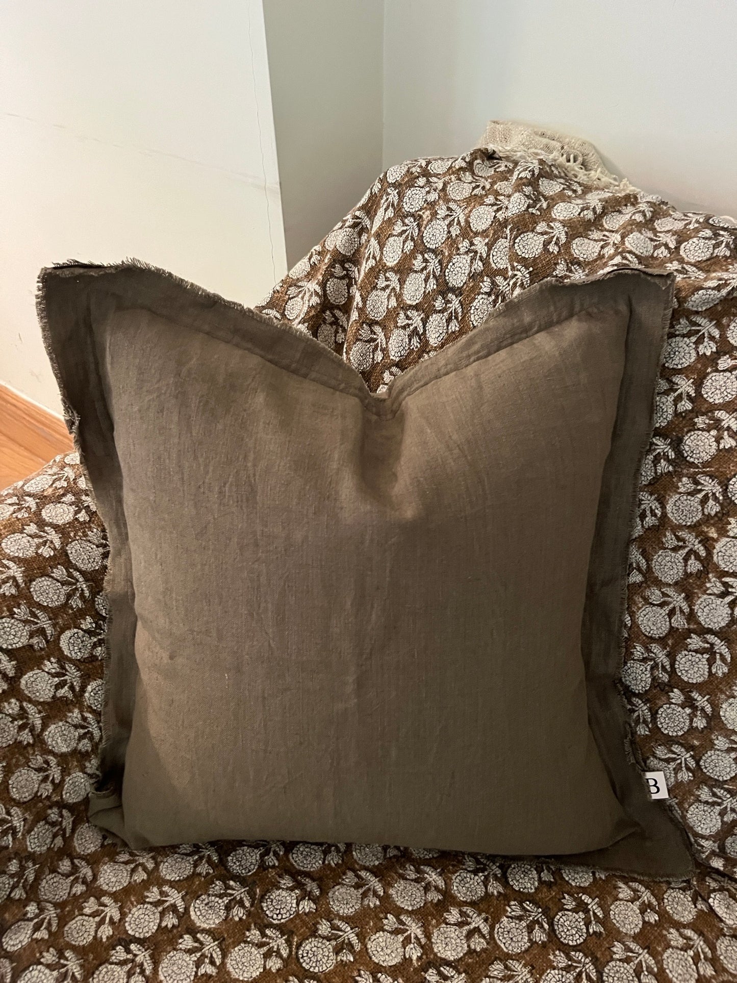Olive Green Cushion – 100% Linen