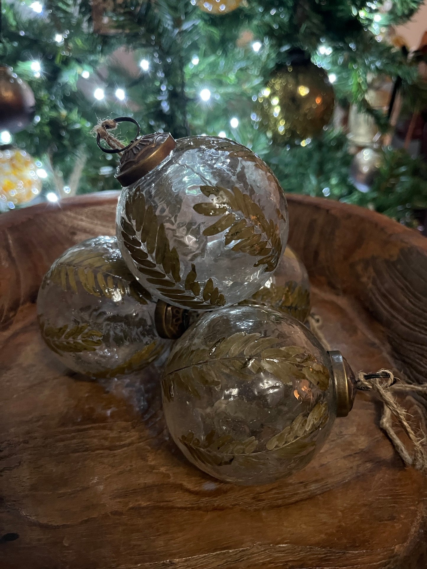 Botanical Leaves Glass Bauble