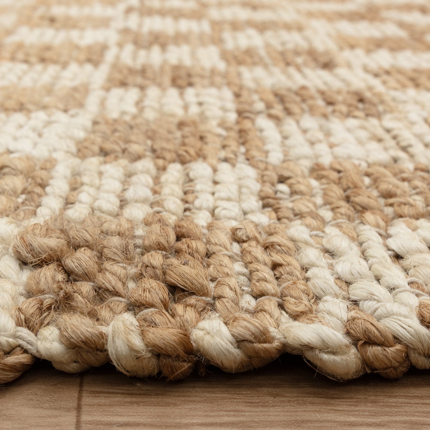 NELLIE Handwoven Check Rug - Natural