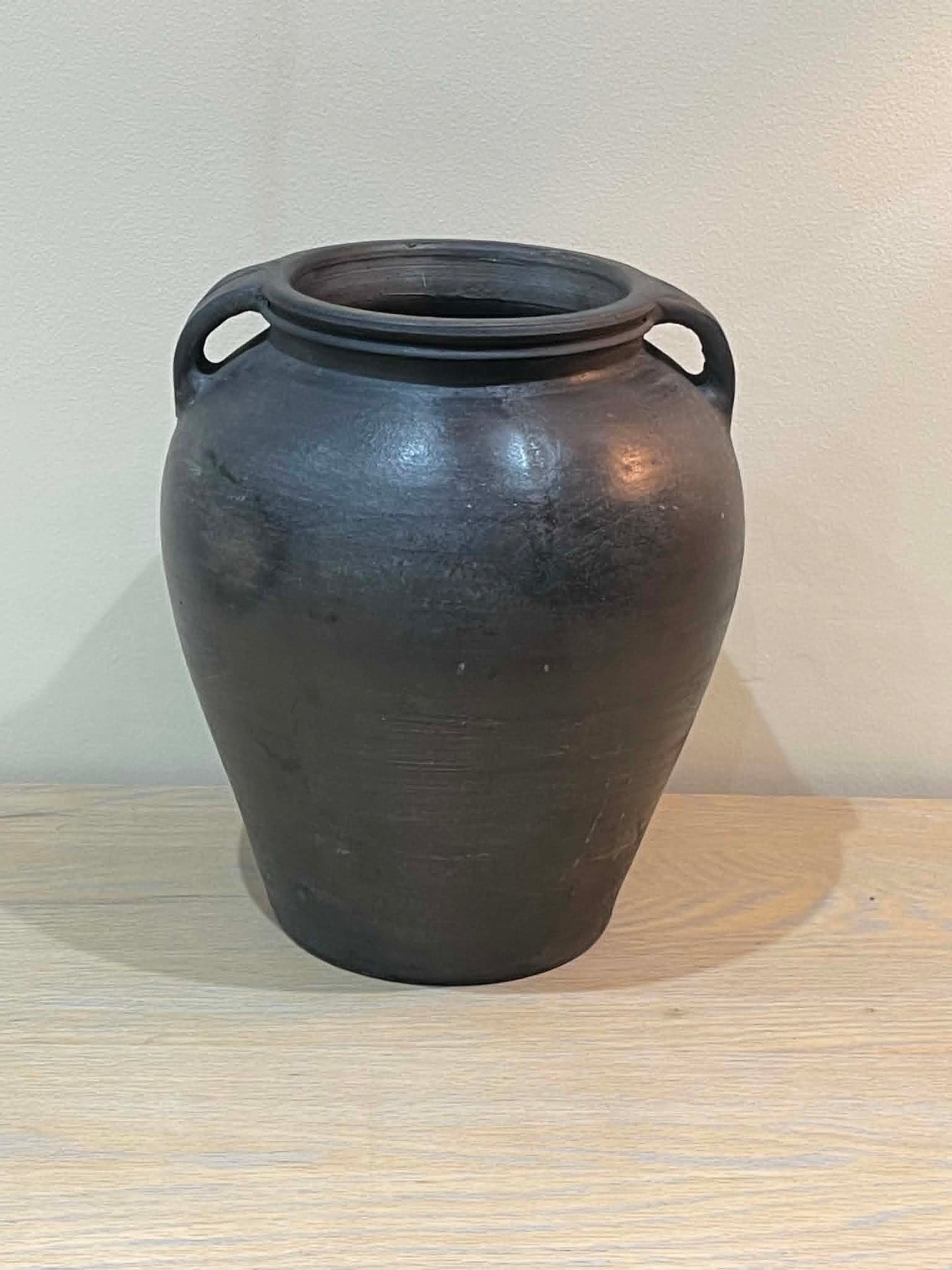 Salvaged Rustic Clay Pot - Black