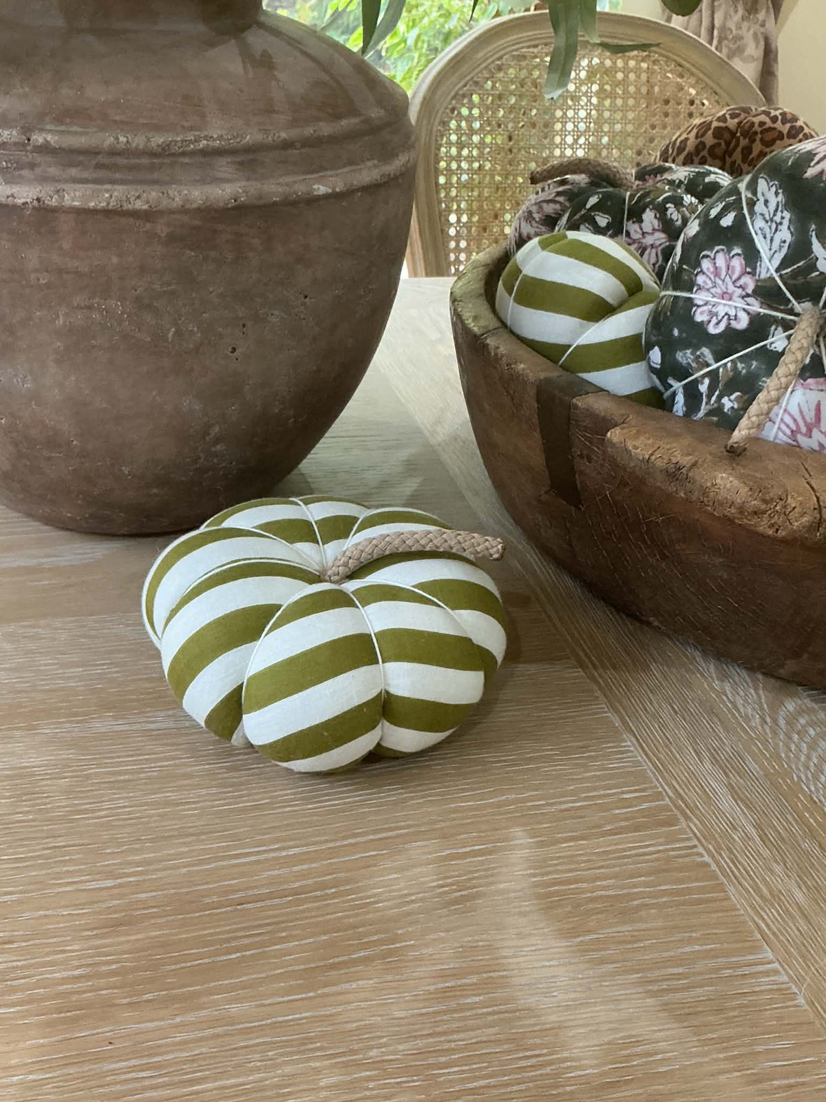 Handmade Olive Green Stripe Pumpkin