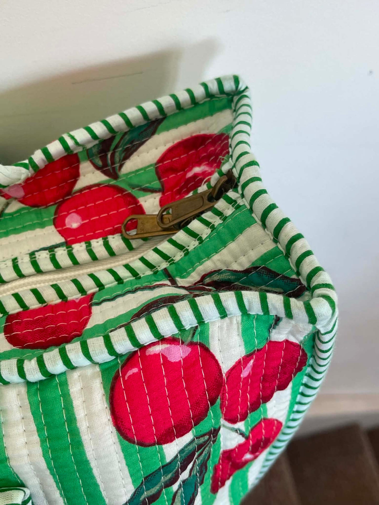Cherry Stripe Tote Bag