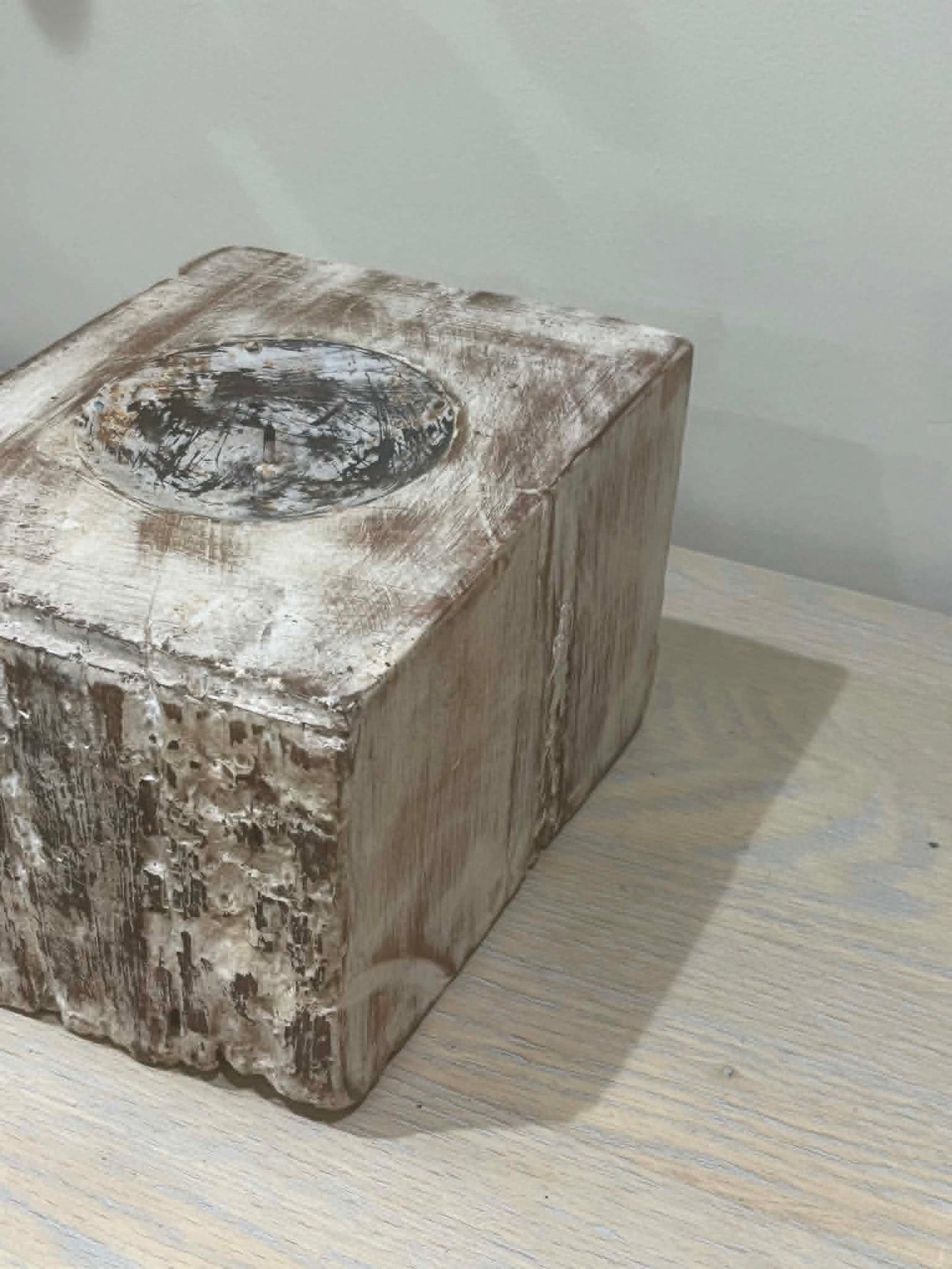 Salvaged Hand Carved Indian Pillar Candle Holder (C)