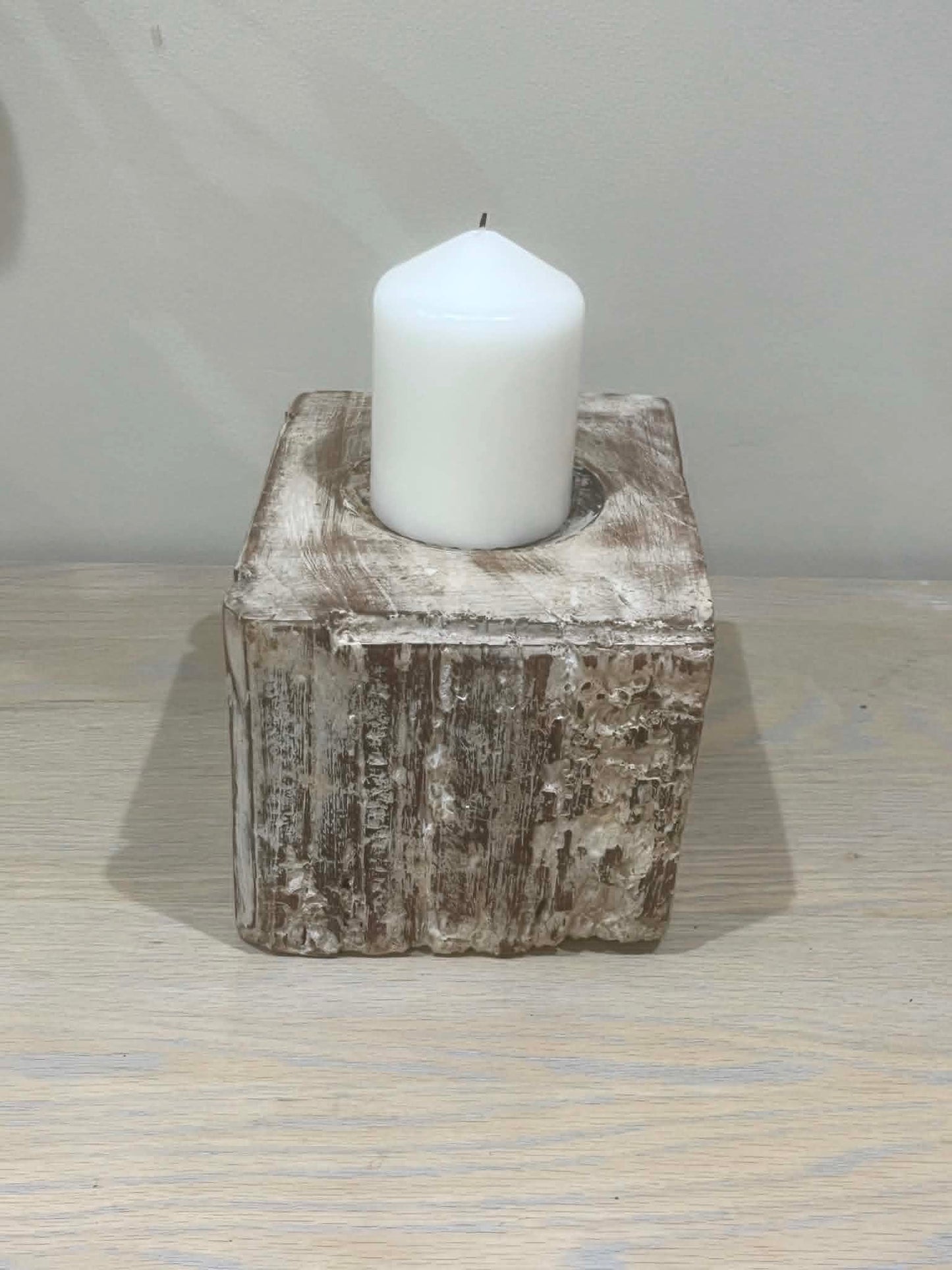 Salvaged Hand Carved Indian Pillar Candle Holder (C)